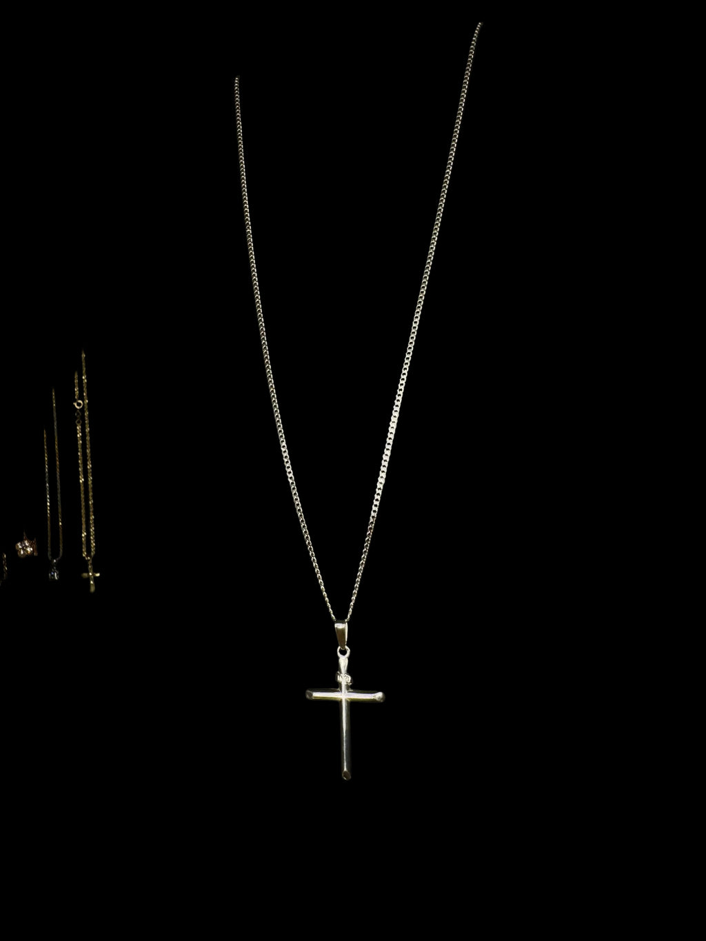 Solid Sterling silver Cuban link with simple cross