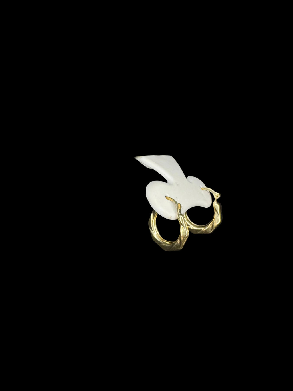 14k Solid Gold Textured Medium Hoop Earrings with Secure Latch Clasp