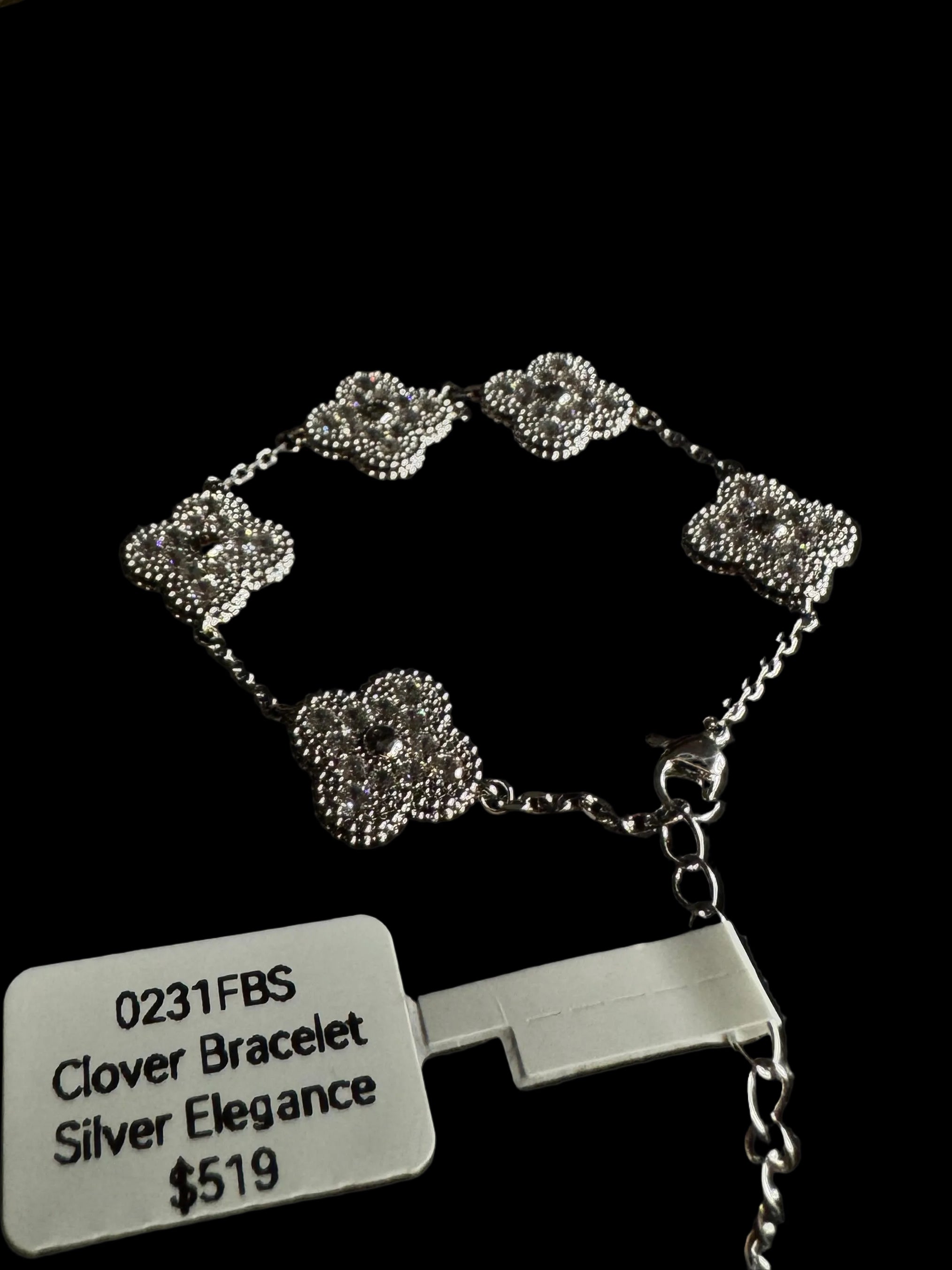 Moissanite Sterling Silver 4 Leaf Clover Bracelet