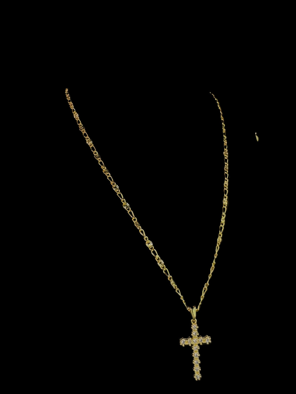 Valentino Link 14k Gold-Filled Necklace with Cross Pendant, 2mm Width, 22-inch Length, Tarnish-Resistant