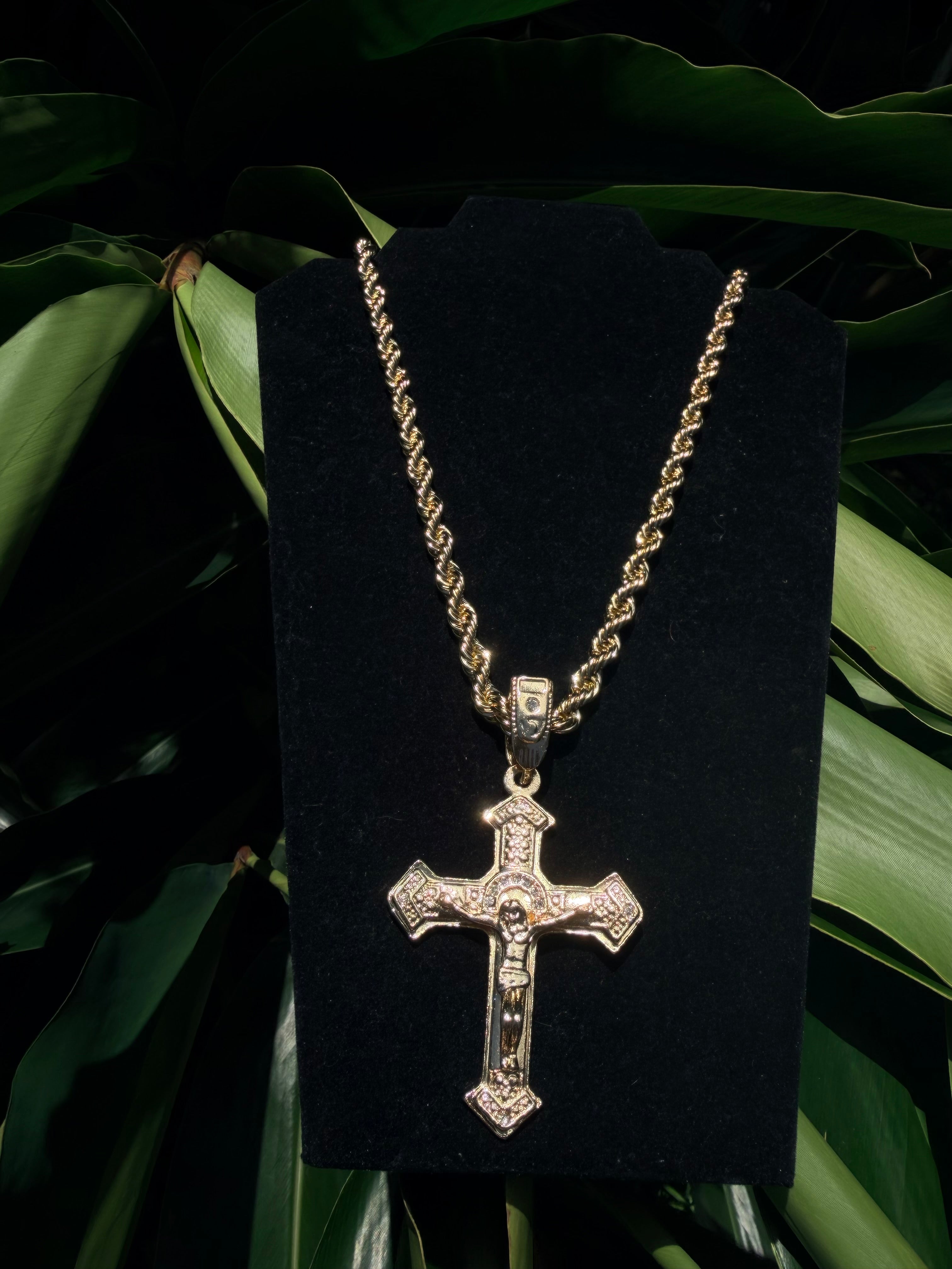 14k Gold Filled Rope Chain with Jesus Pendant - Tarnish Resistant, Water Resistant, Available in Multiple Lengths