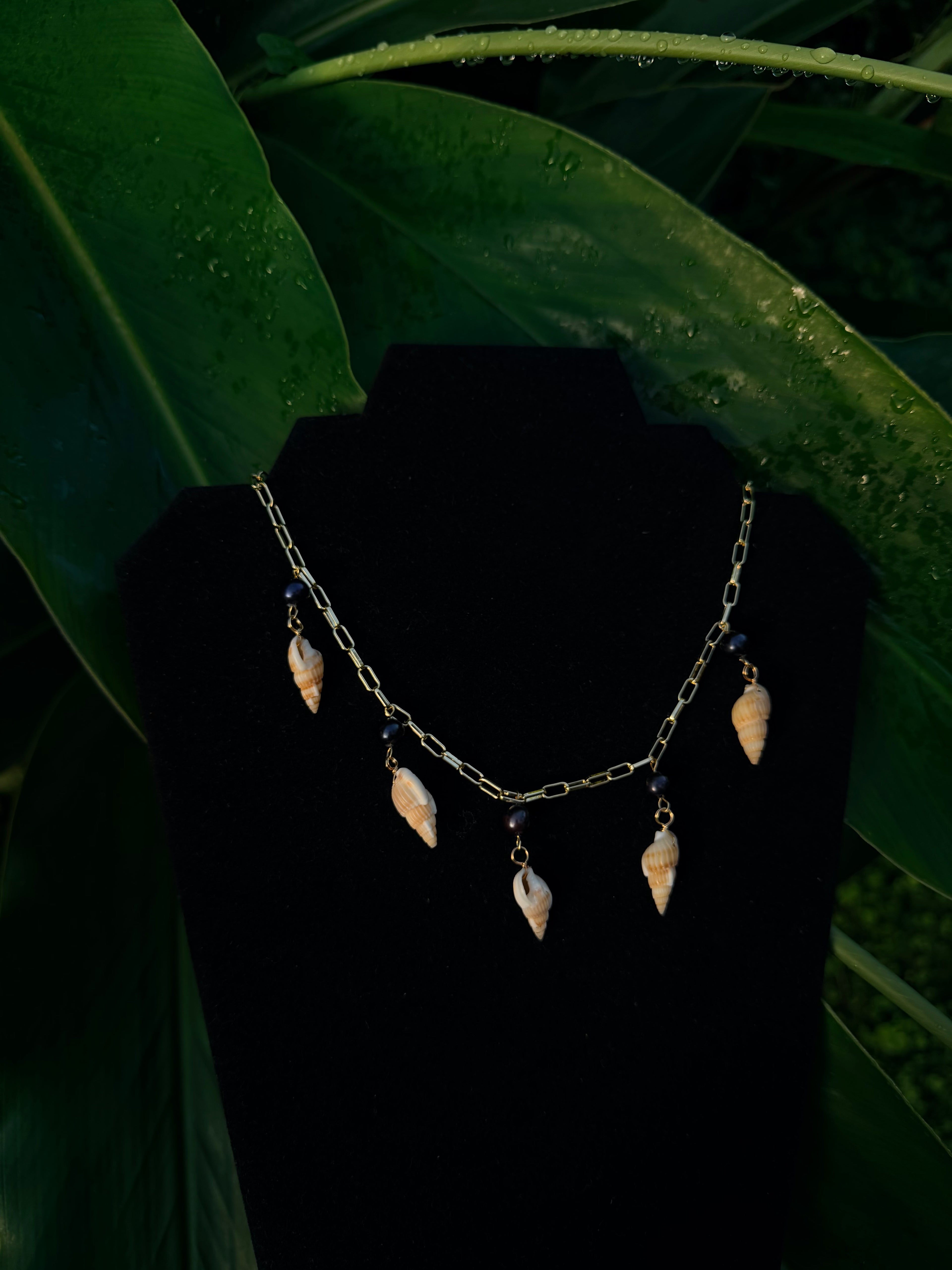 14k gold paper clip Pearl Shell Necklace