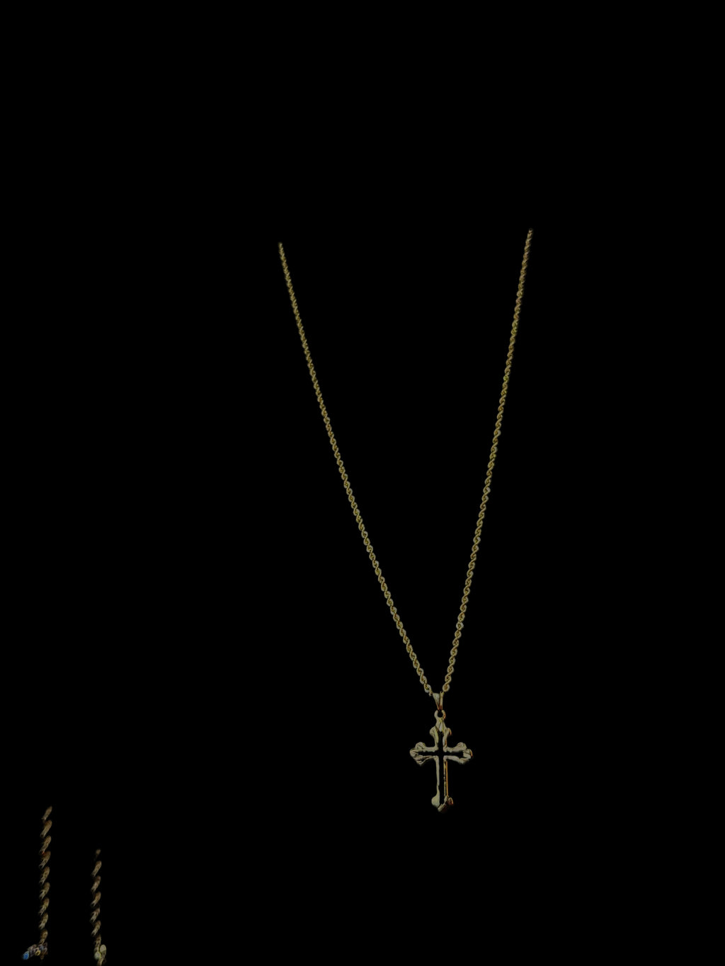 10k 16” Diamond Cut Rope With Luxe Cross Pendant