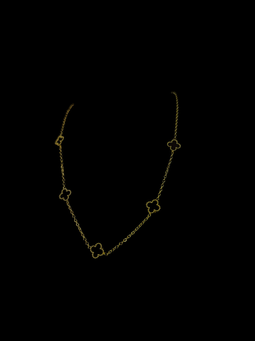 Black Clover Link Necklace with 14k Gold-Filled Cable Chain and Black Four-Leaf Clover Pendant