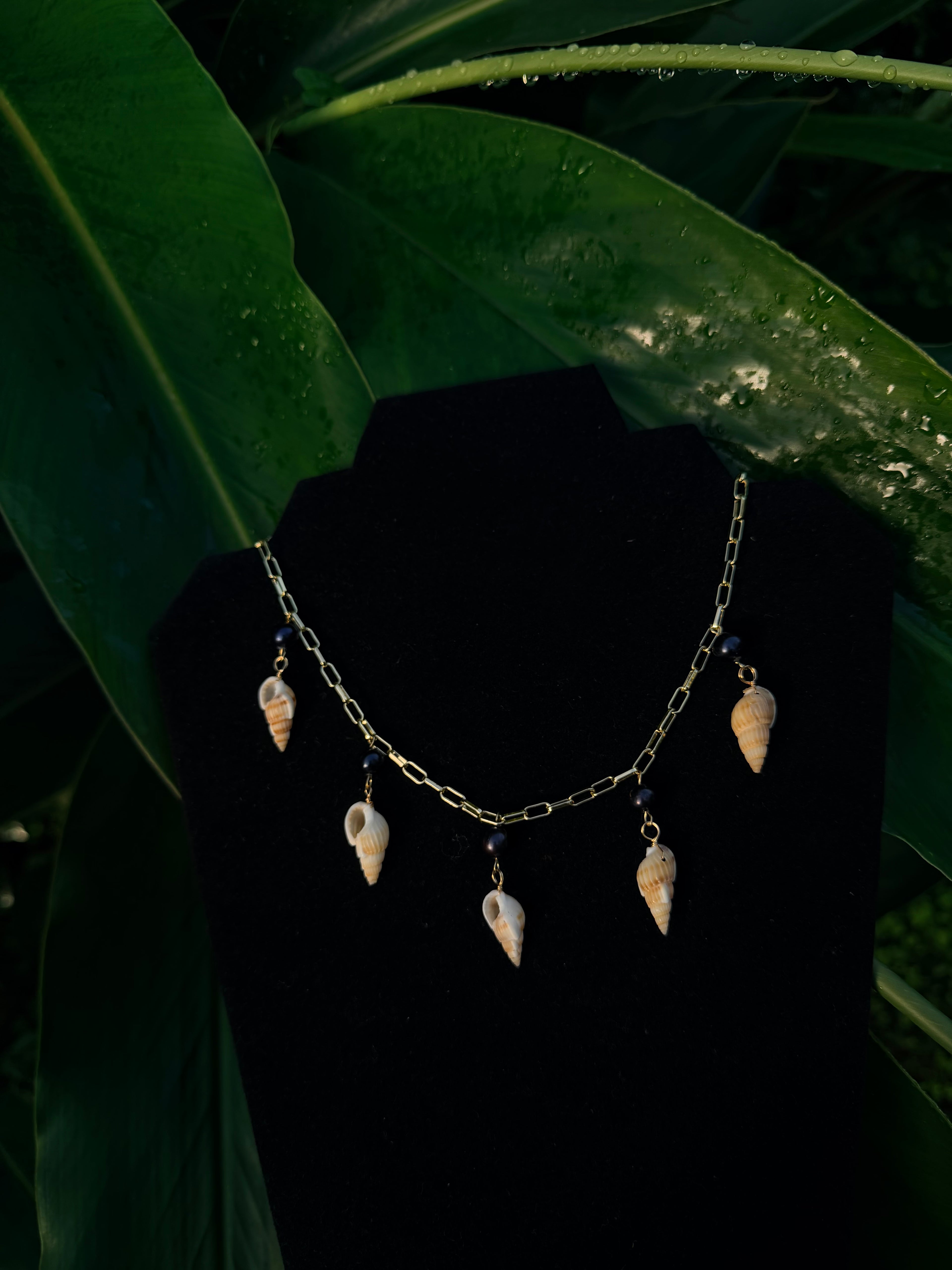 14k gold paper clip Pearl Shell Necklace