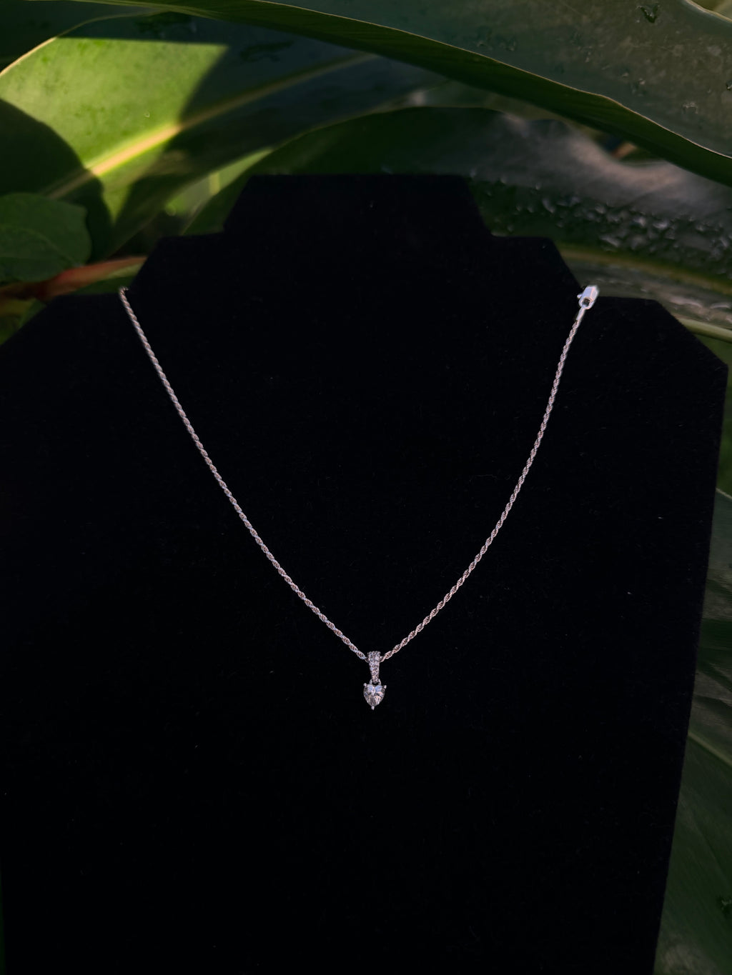 925 Sterling Silver Heart Moissanite Necklace with 0.5 Carat Genuine Stone and 20-Inch Rope Chain