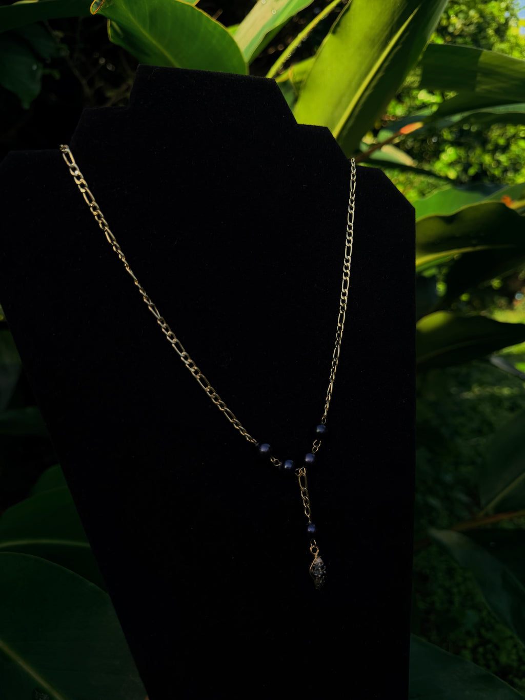 14k Gold Filled Figaro With Pearl Shell Pendant