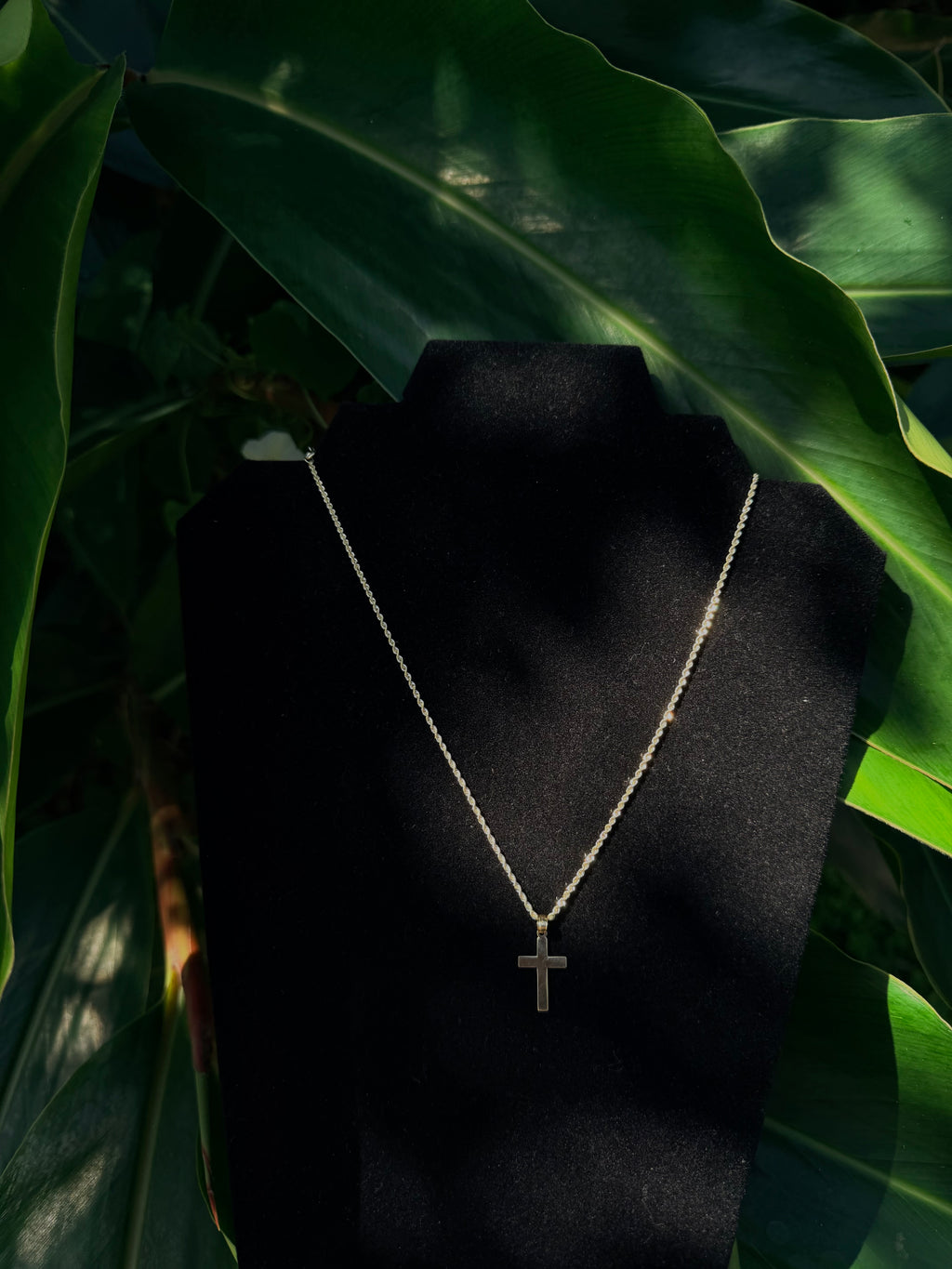 10k Solid Gold Diamond-Cut Rope Chain Necklace with Solid 10k Gold Cross Pendant