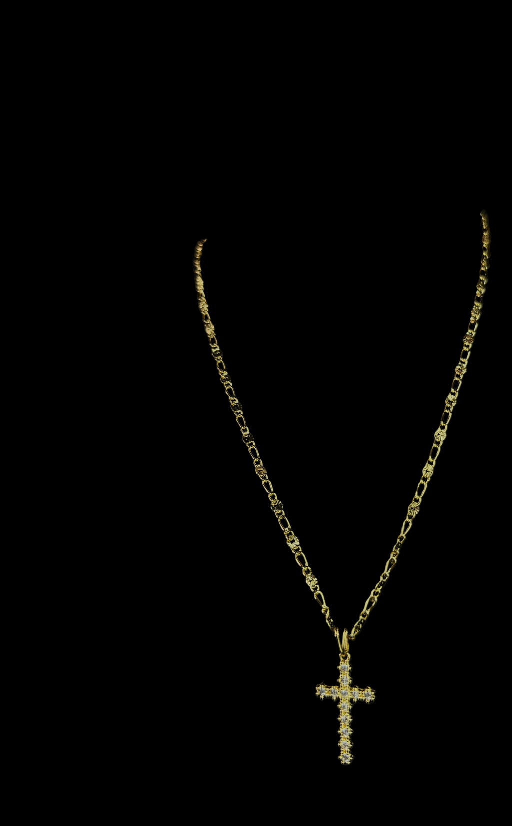 Valentino Link 14k Gold-Filled Necklace with Cross Pendant, 2mm Width, 22-inch Length, Tarnish-Resistant