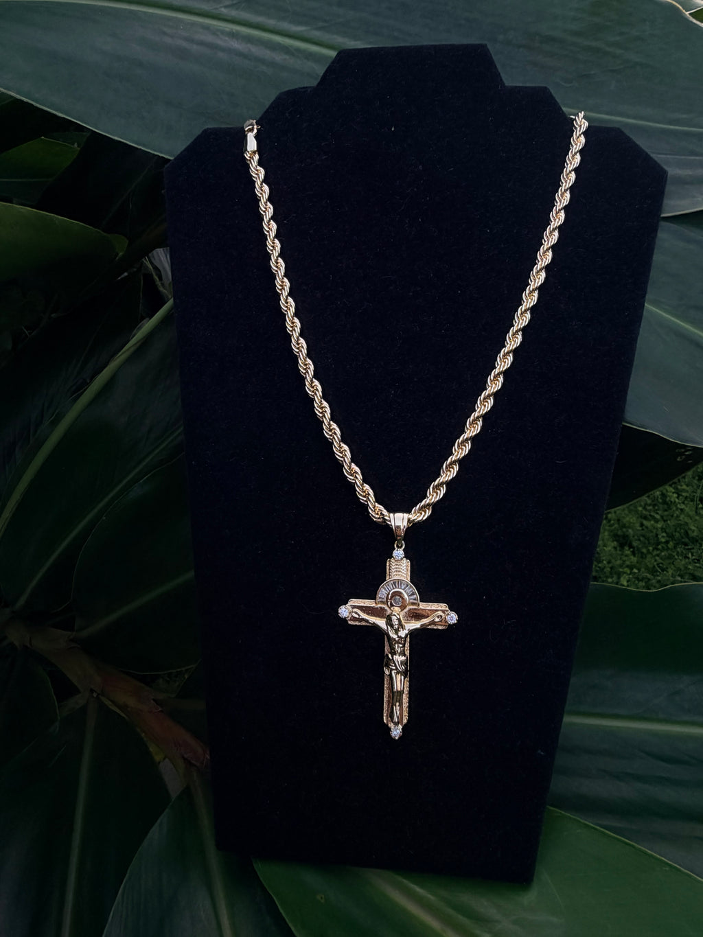 14k Gold Filled Cross Necklace Sets with Rope Chain