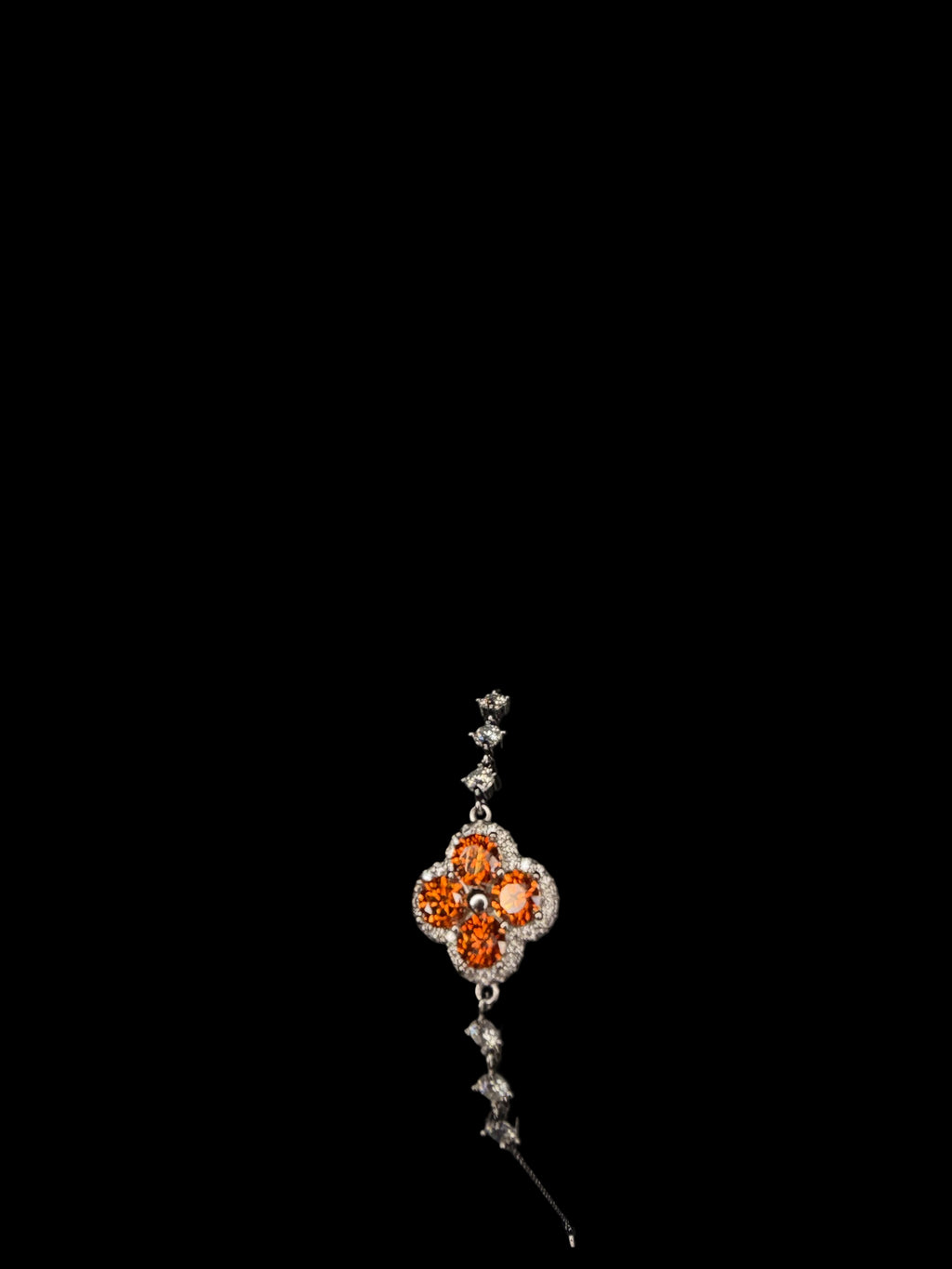 Genuine orange 4 leaf clover Moissanite Bracelet