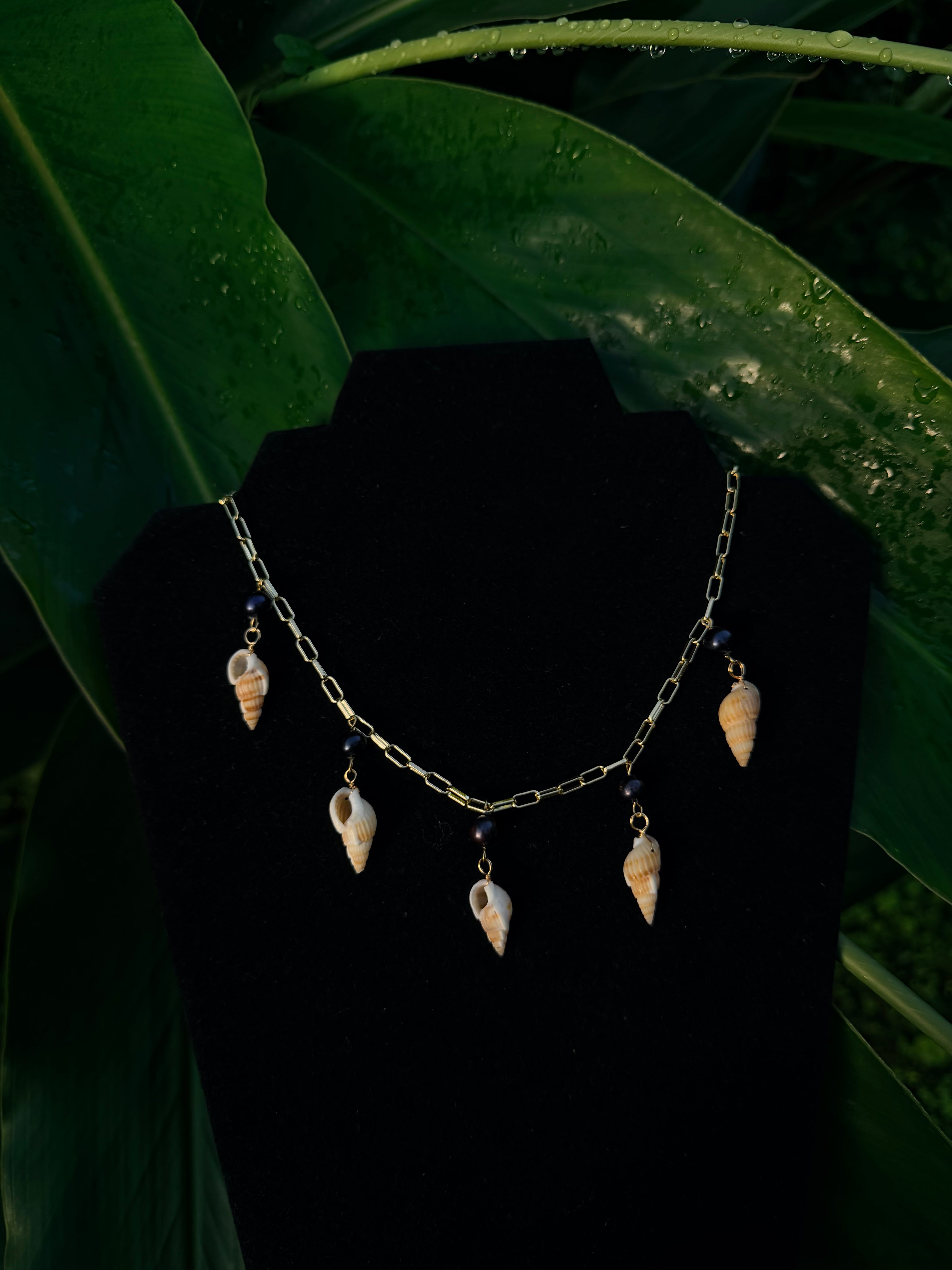 Paperclip Pearl Shell Necklace - 14k Gold Filled