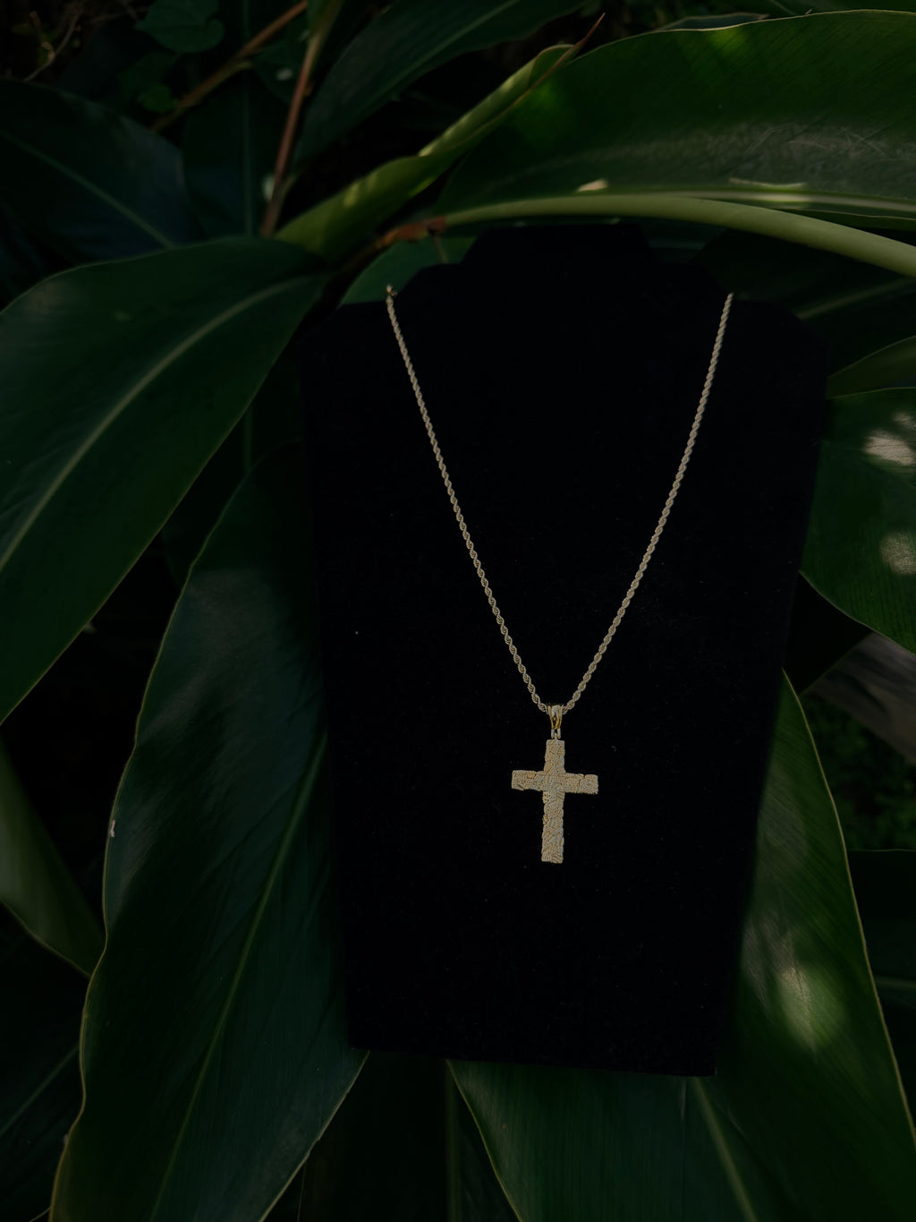 14k Gold Filled Nugget Cross Diamond Cut Chain Necklace
