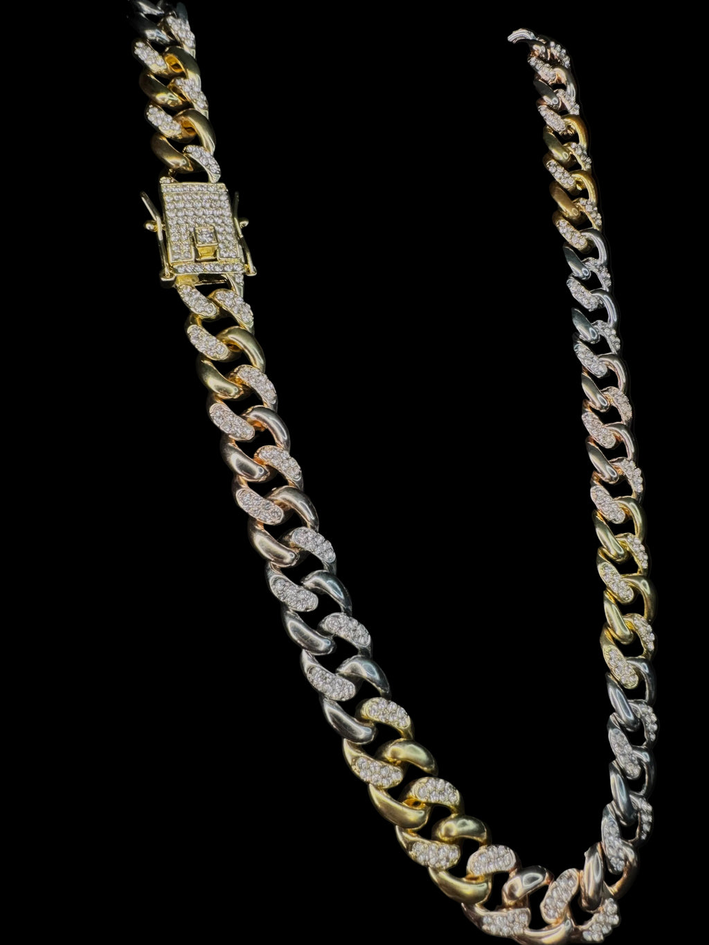 Iced Out Cuban Link Tri-Color