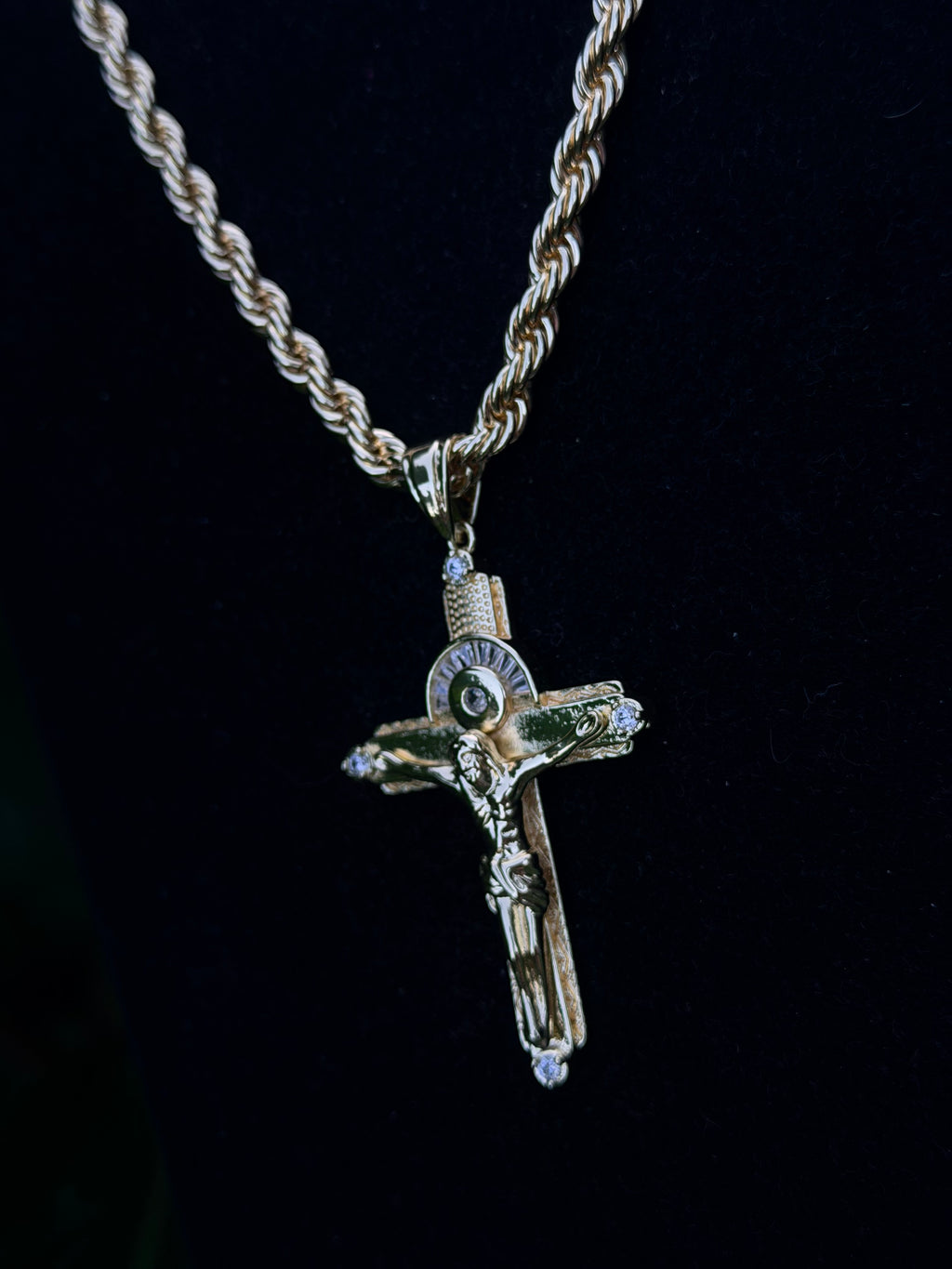 14k Gold Filled Cross Necklace Sets with Rope Chain