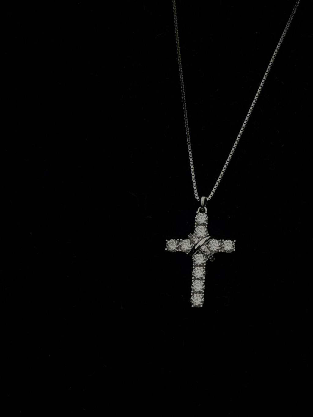 Moissanite Cross Necklace Set in 925 Sterling Silver