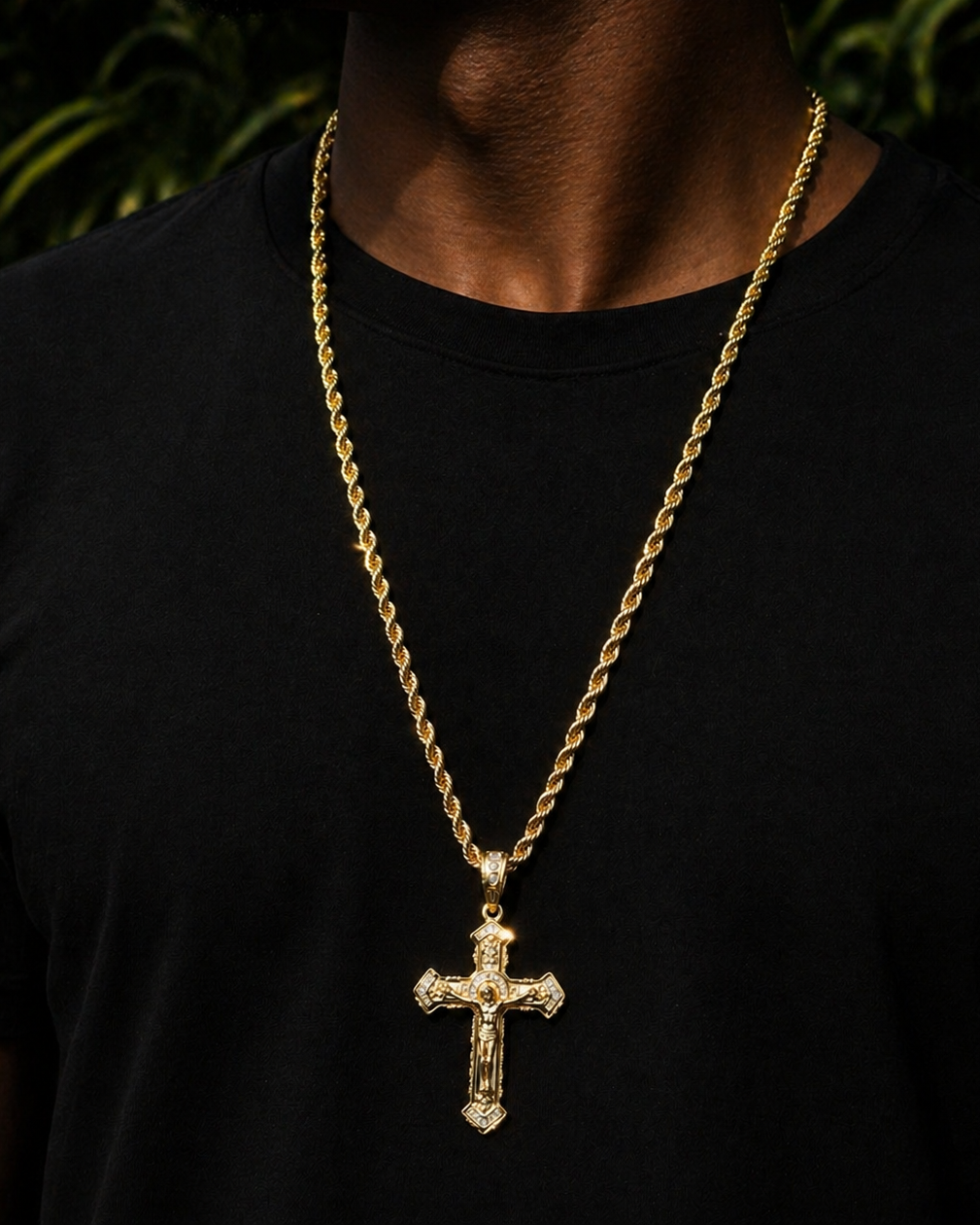 14k Gold Filled Rope Chain with Jesus Pendant - Tarnish Resistant, Water Resistant, Available in Multiple Lengths
