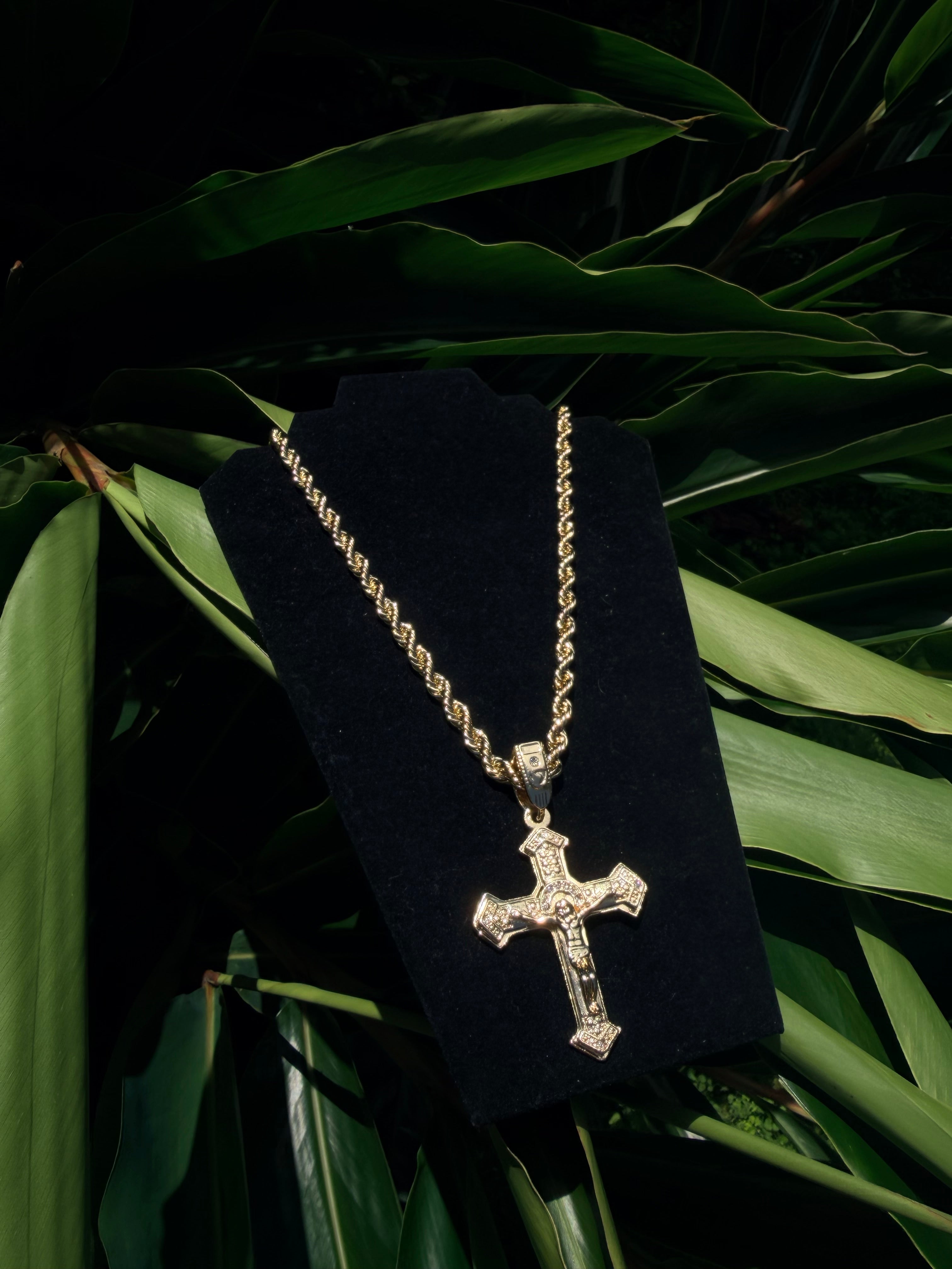 14k Gold Filled Rope Chain with Jesus Pendant - Tarnish Resistant, Water Resistant, Available in Multiple Lengths