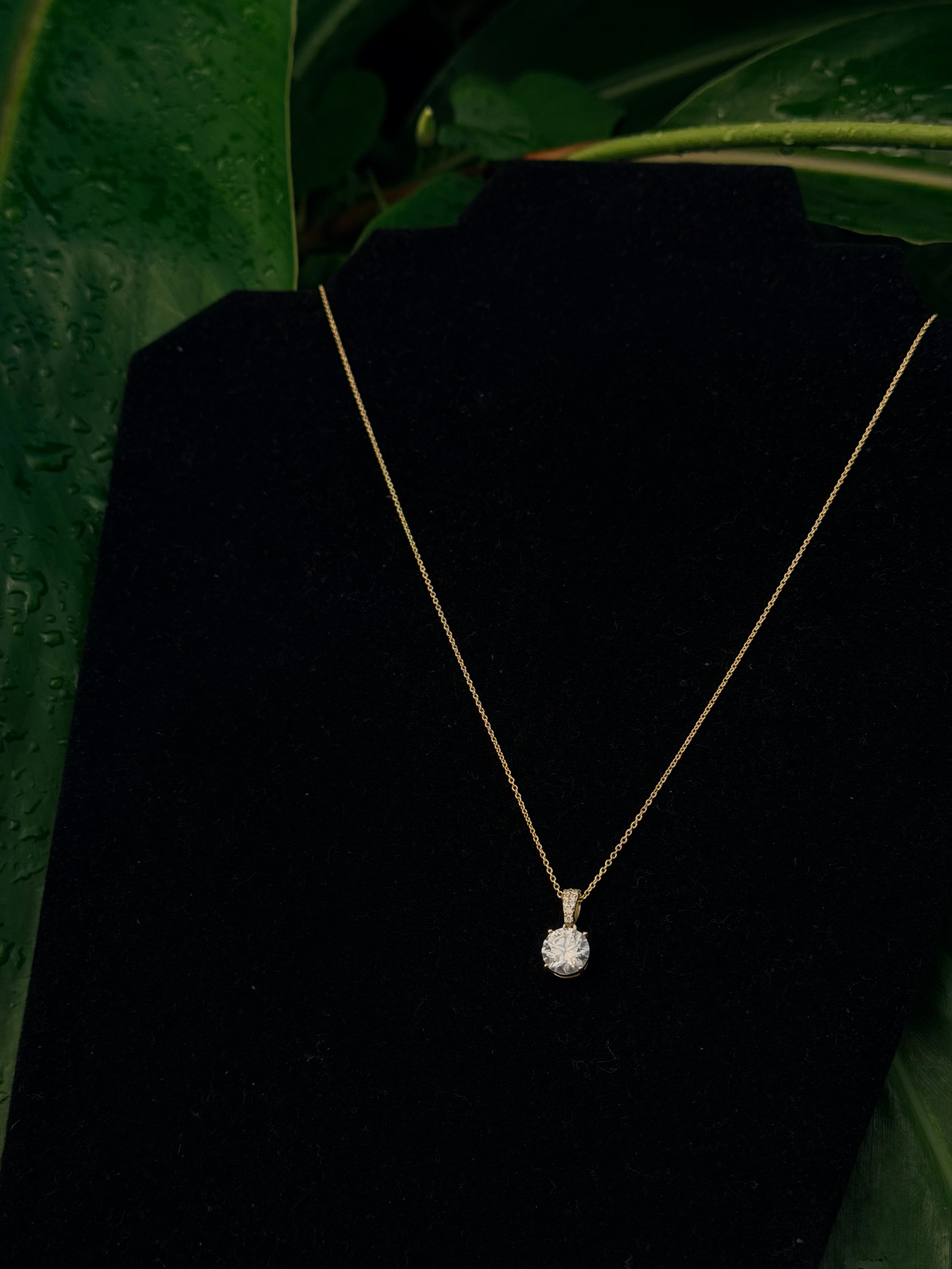 10k Solid Cable Link With Genuine Moissanite Stone