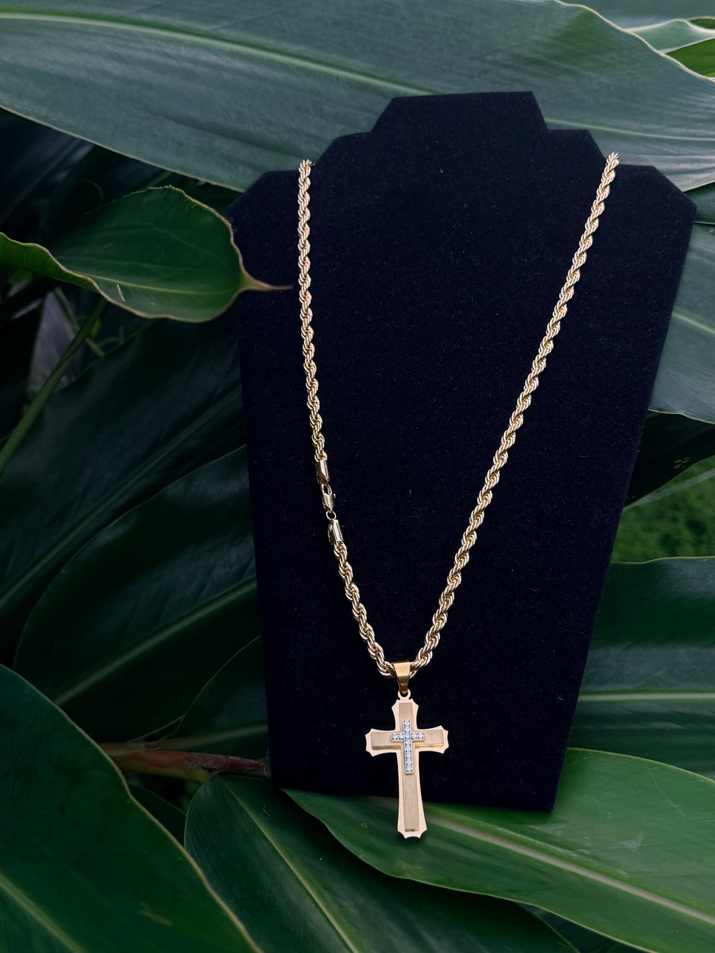 14k Gold Filled Cross Necklace Sets with Rope Chain