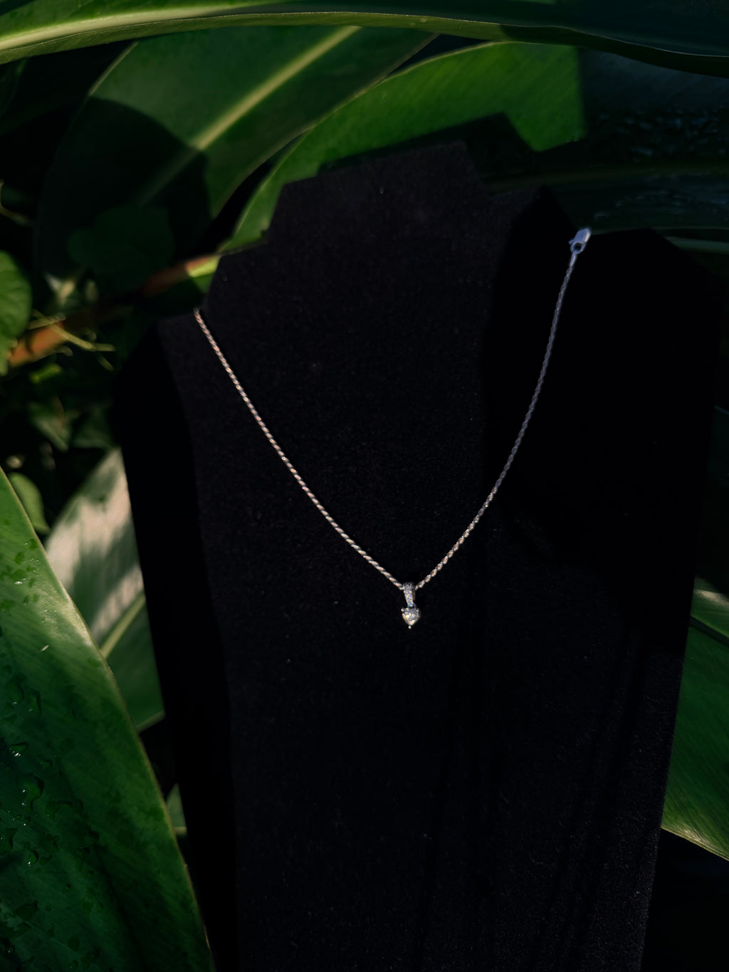 925 Sterling Silver Heart Moissanite Necklace with 0.5 Carat Genuine Stone and 20-Inch Rope Chain