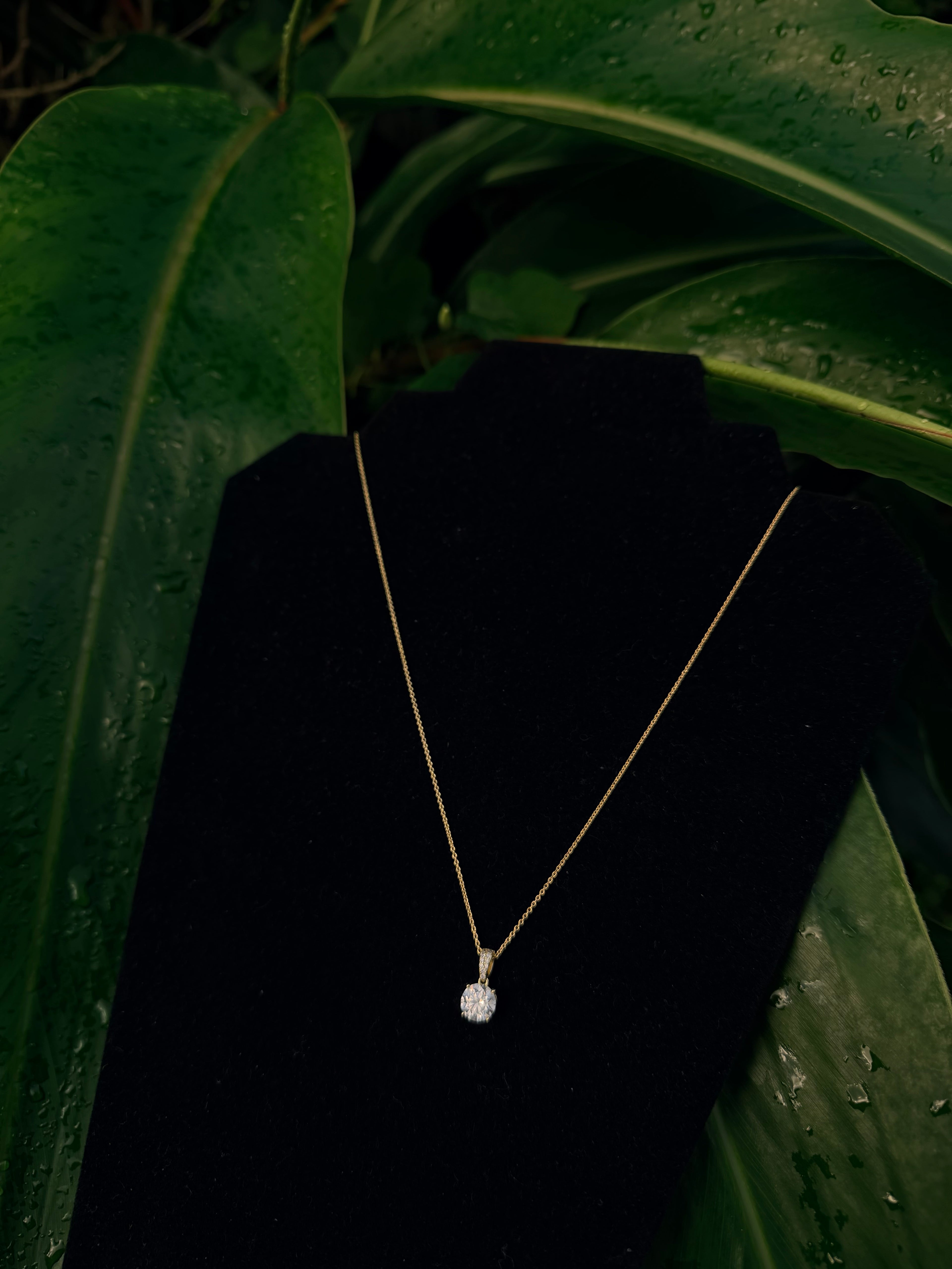 10k Solid Cable Link With Genuine Moissanite Stone