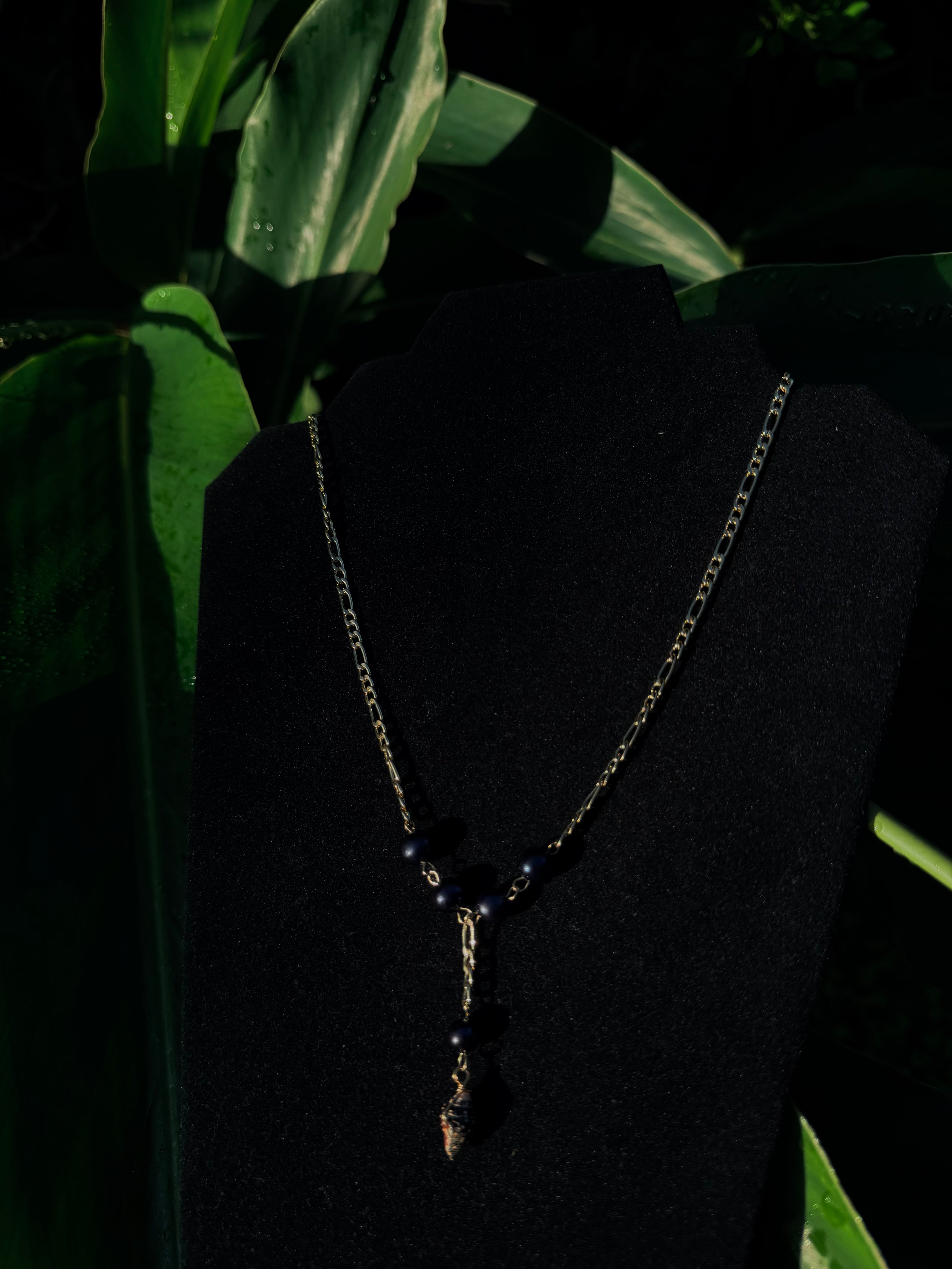 14k Gold Filled Figaro With Pearl Shell Pendant