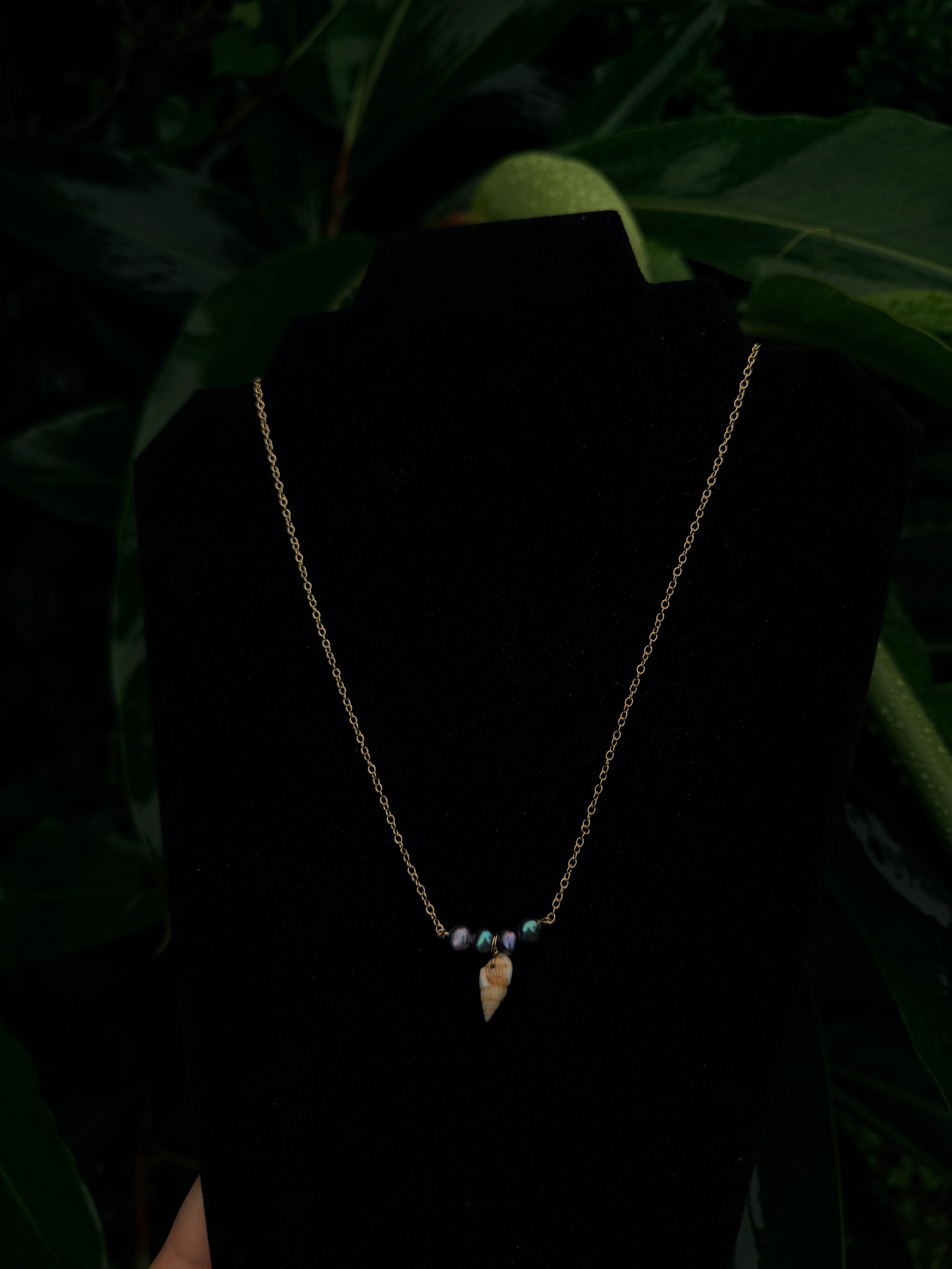 14k gold filled pearl shell chain