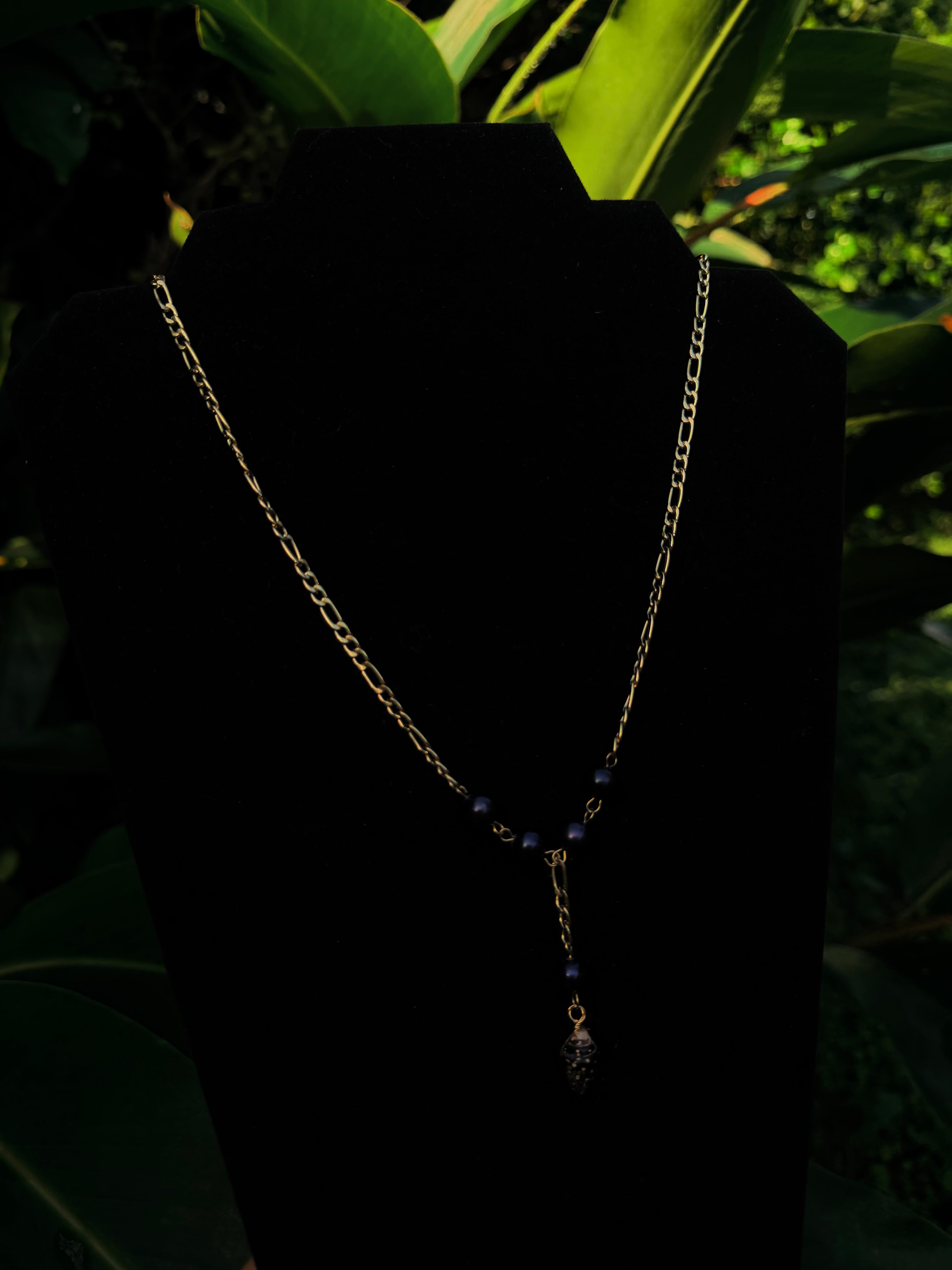 14k Gold Filled Figaro With Pearl Shell Pendant