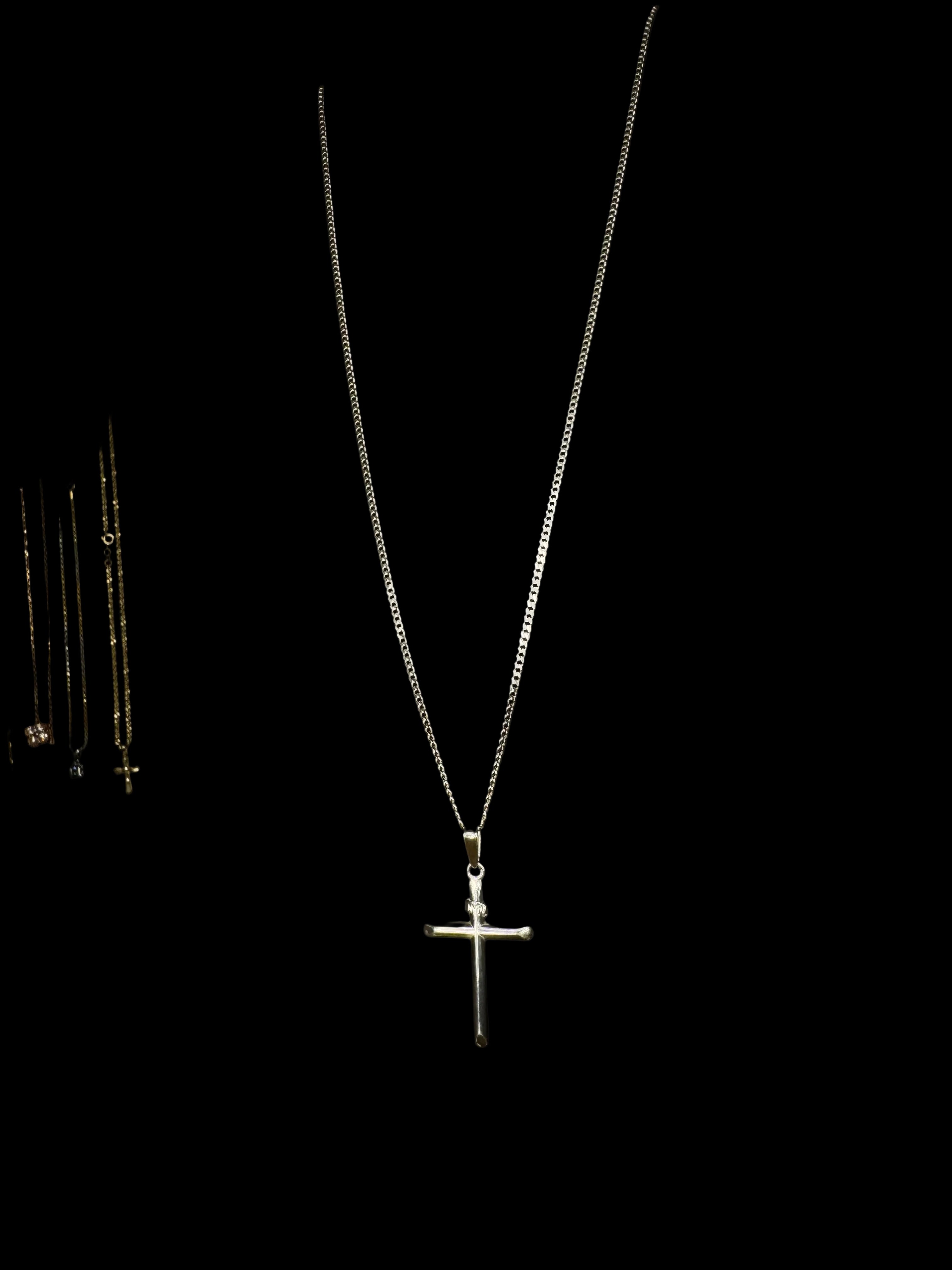 Solid Sterling silver Cuban link with simple cross