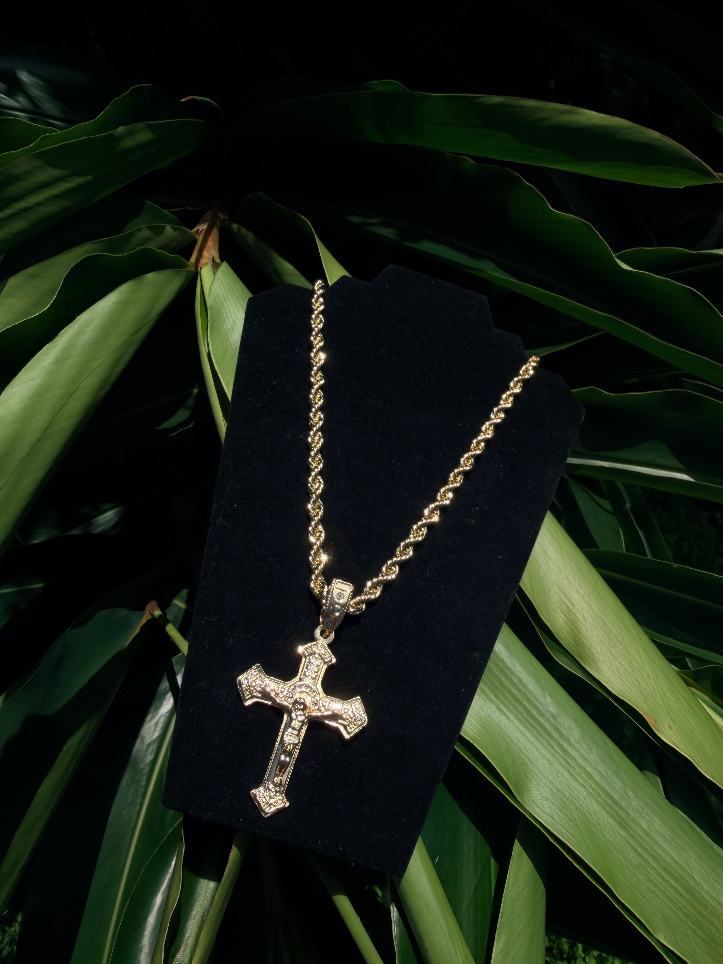 14k Gold Filled Rope Chain with Jesus Pendant - Tarnish Resistant, Water Resistant, Available in Multiple Lengths
