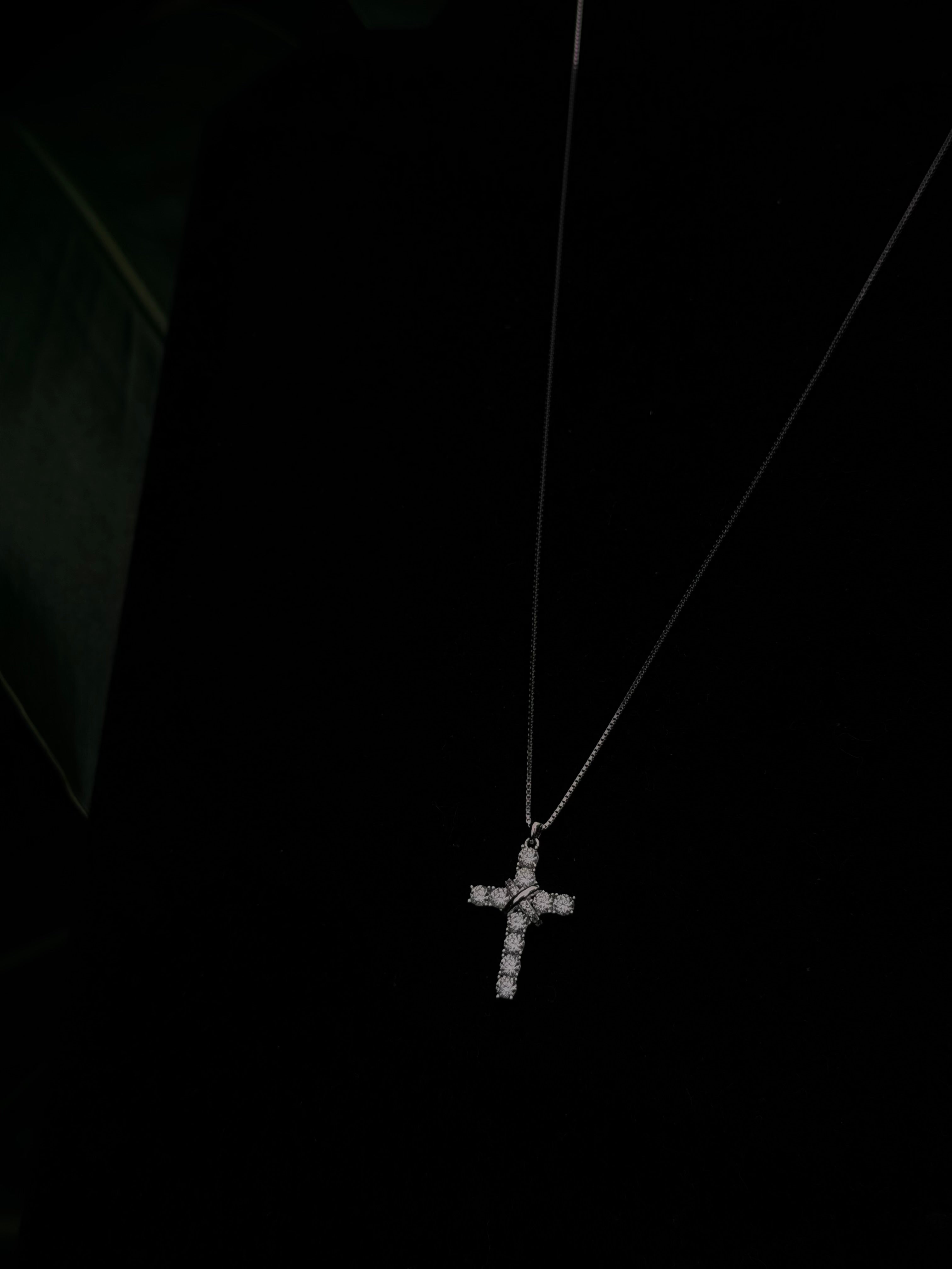 Moissanite Cross Necklace Set in 925 Sterling Silver