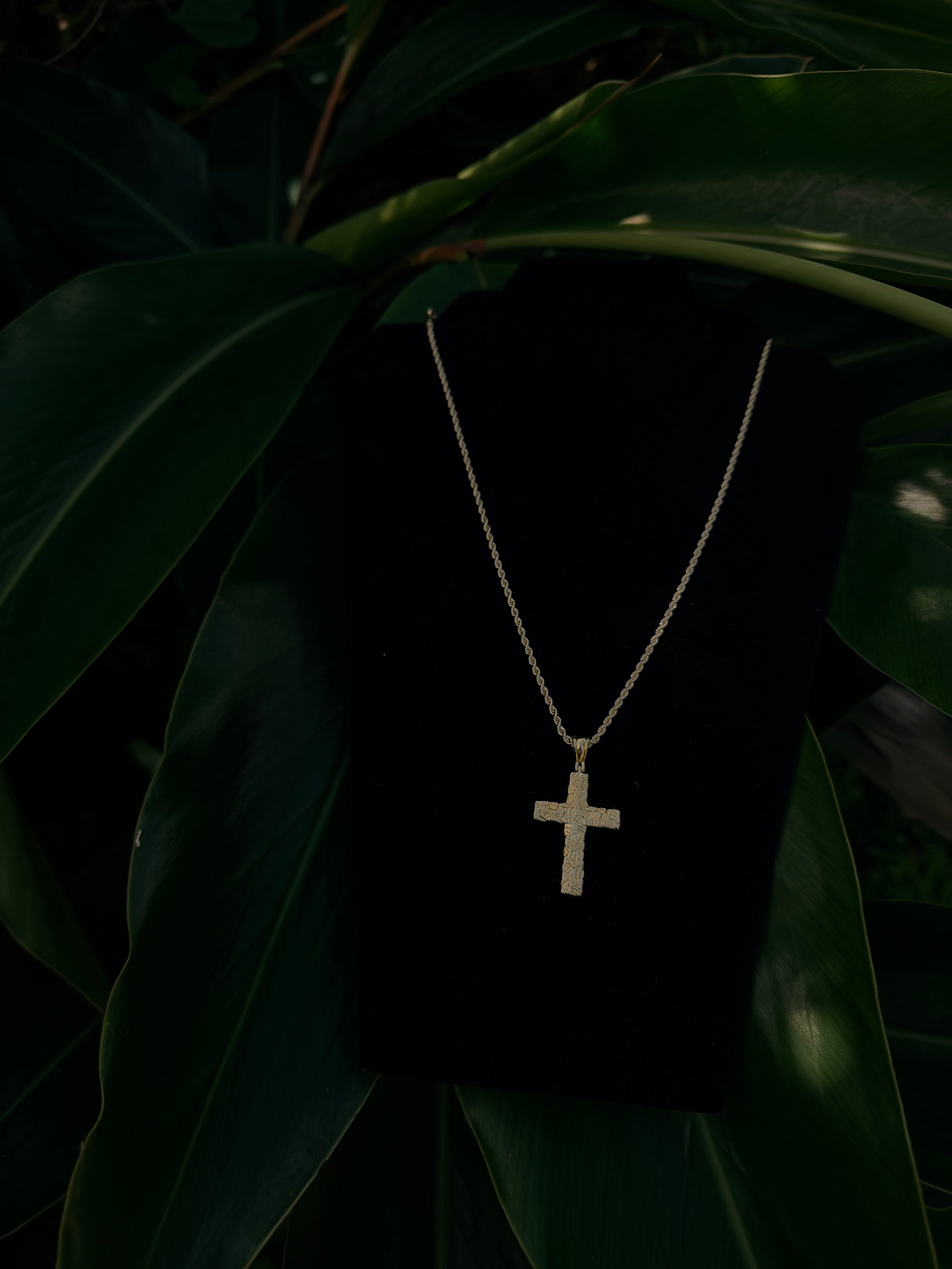 14k gold filled With nugget Cross Diamond Cut Chain