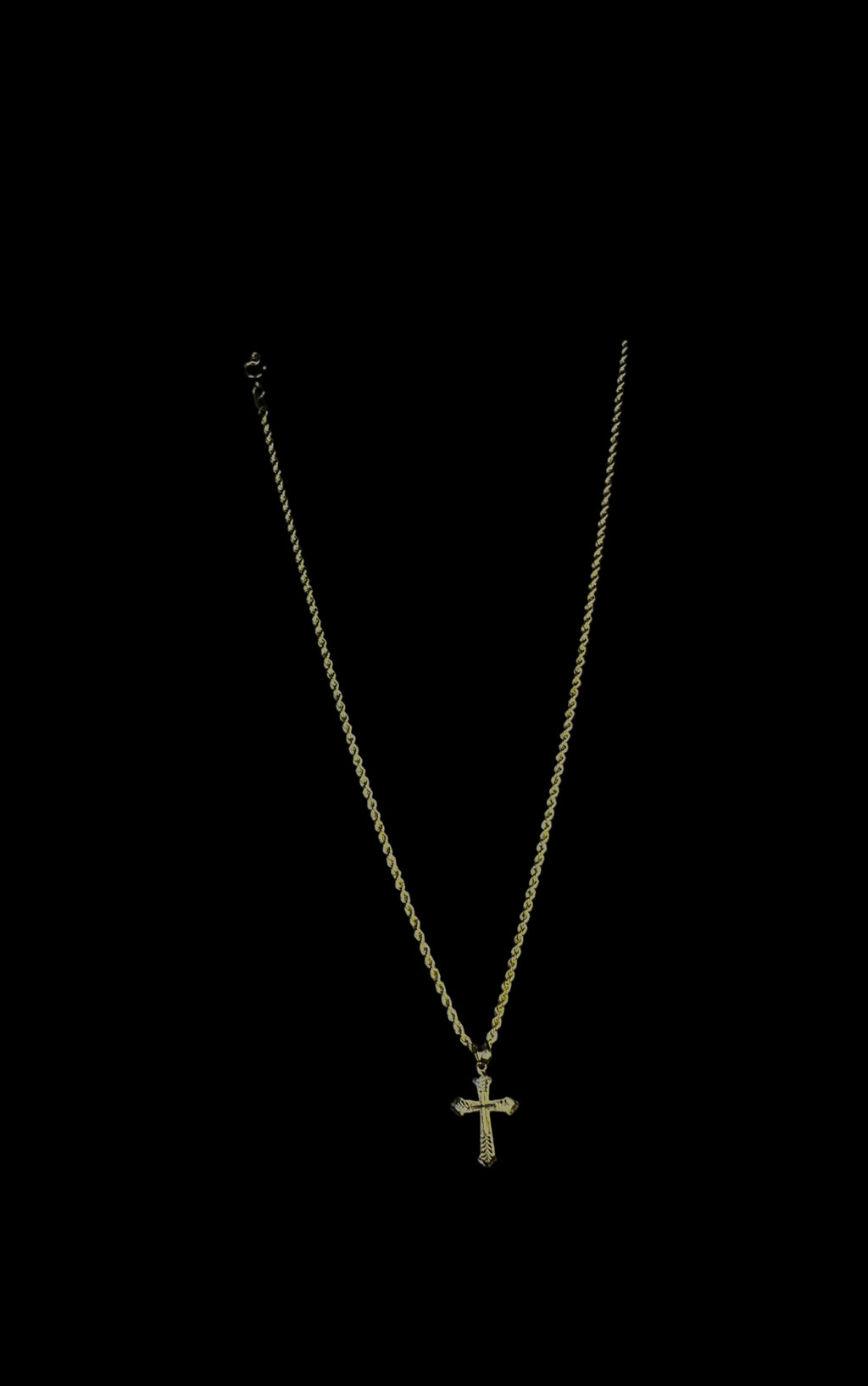 10k 16” Diamond Cut With Clean Cut Cross Pendant