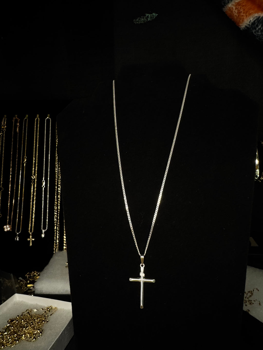 Solid Sterling silver Cuban link with simple cross