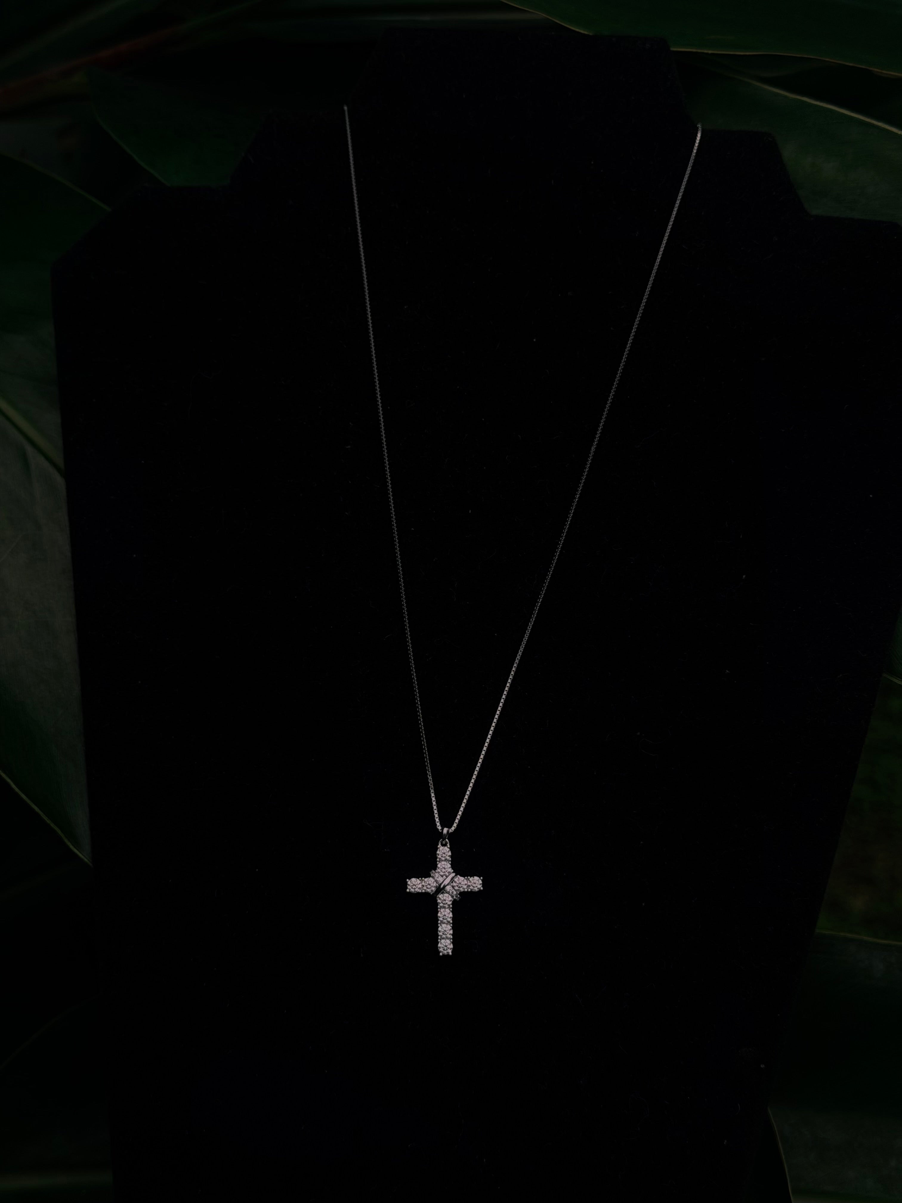 Moissanite Cross Necklace Set in 925 Sterling Silver