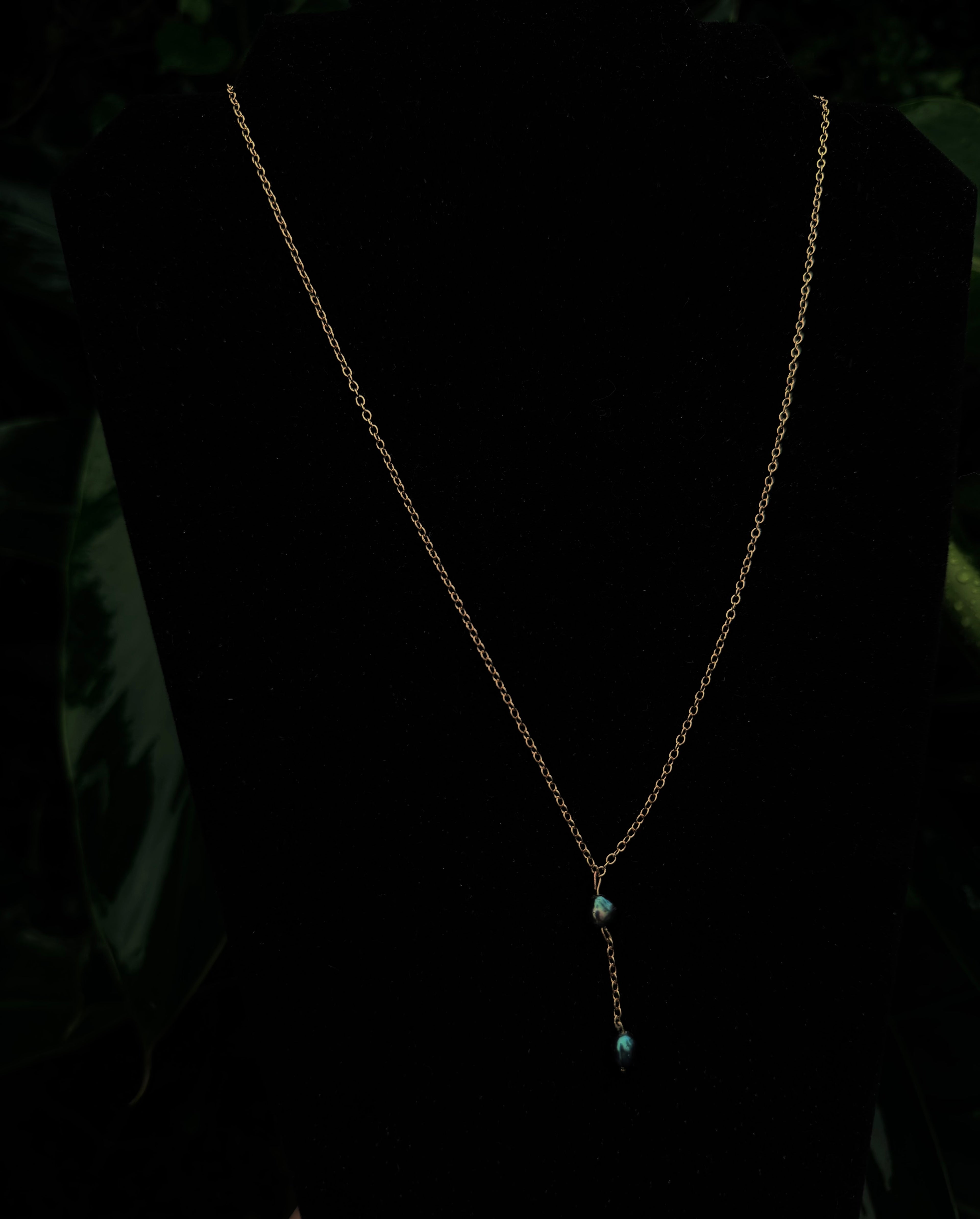 14k gold filled simple drop style pearl chain