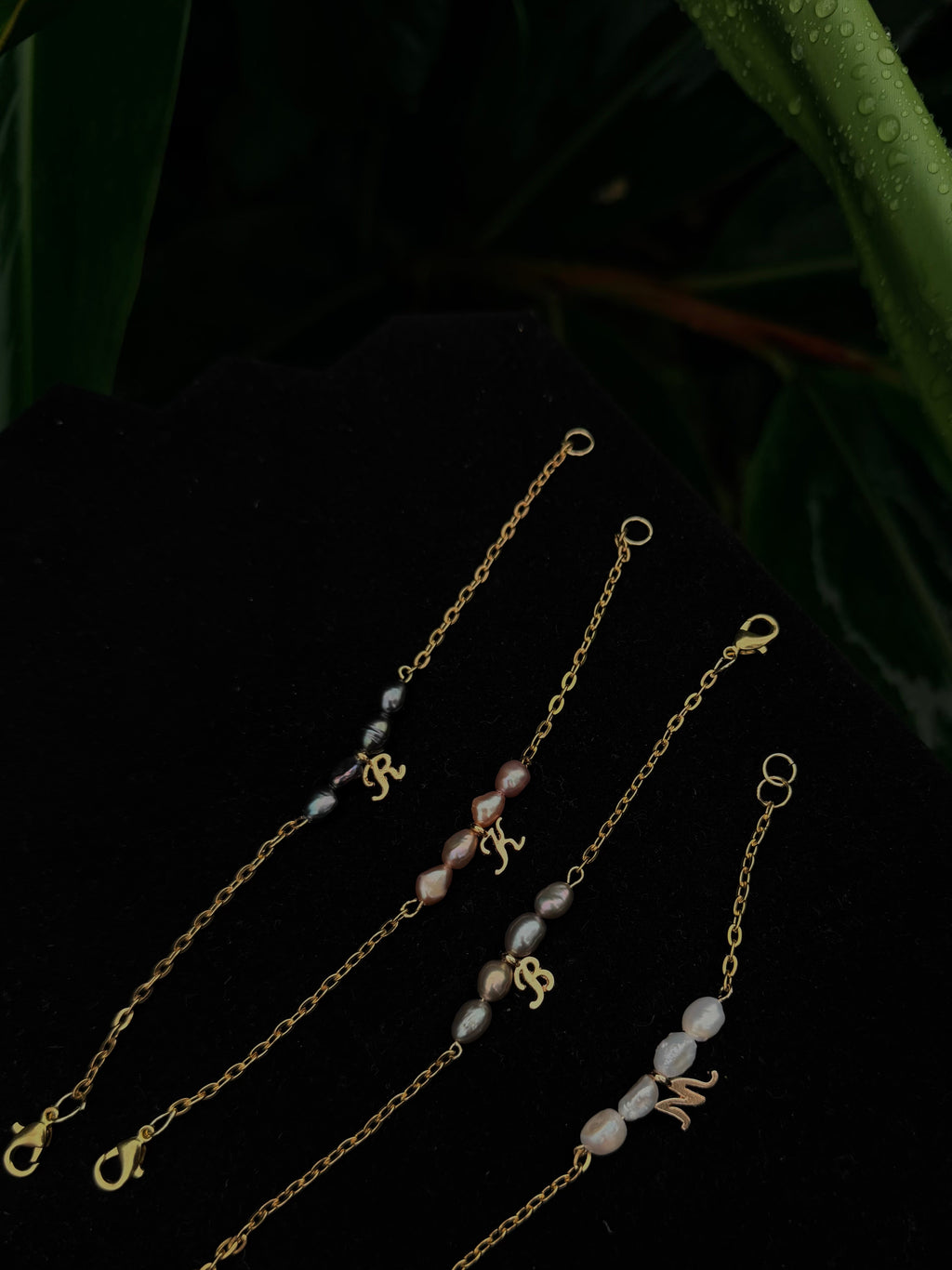 14k gold filled initial pearl Bracelets