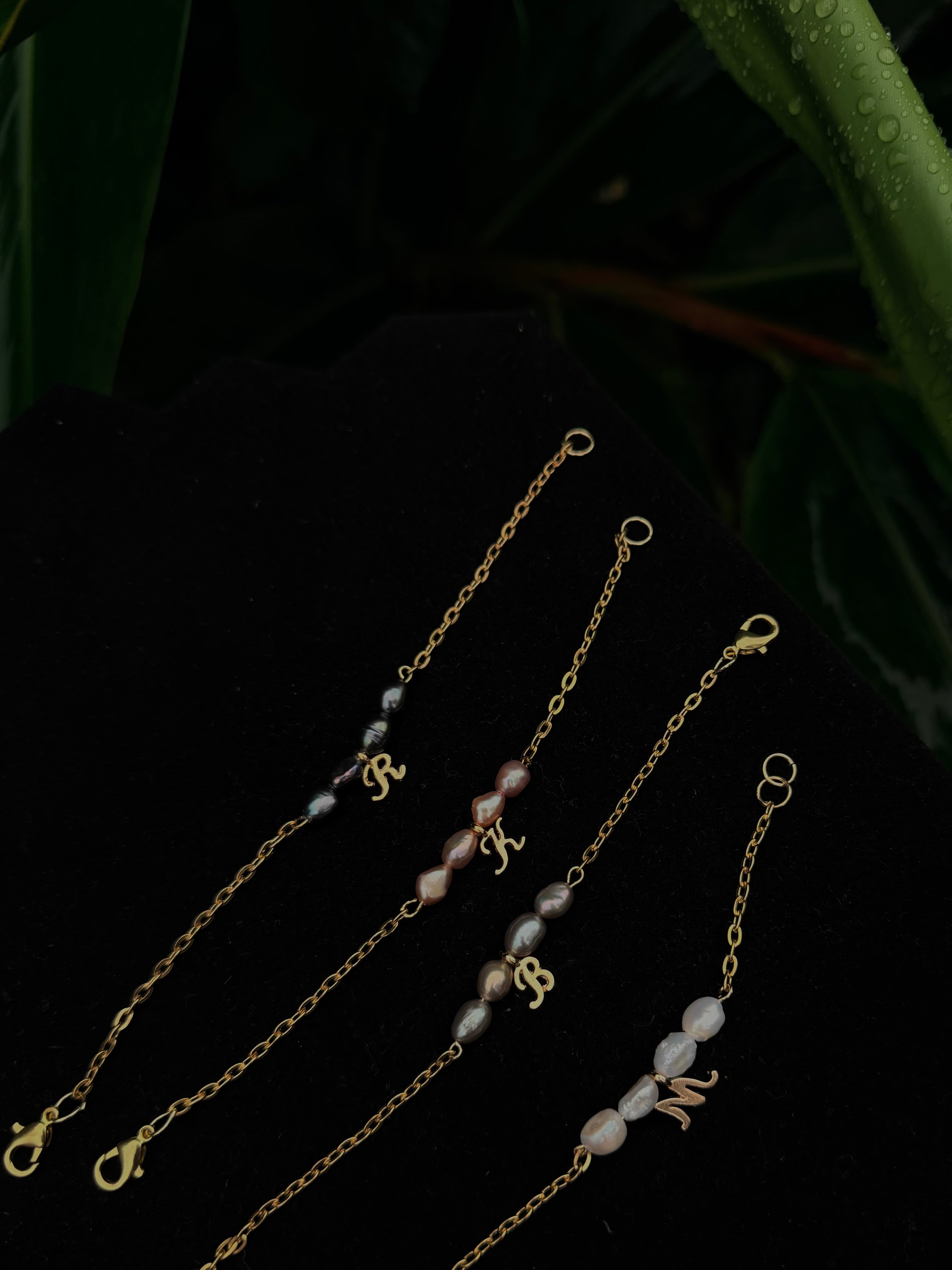 14k gold filled initial pearl Bracelets