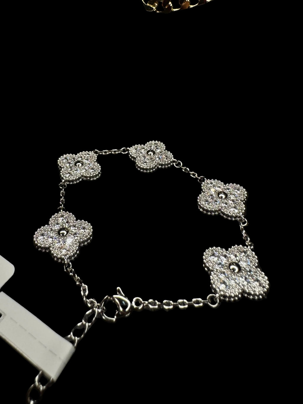 Moissanite Sterling Silver 4 Leaf Clover Bracelet