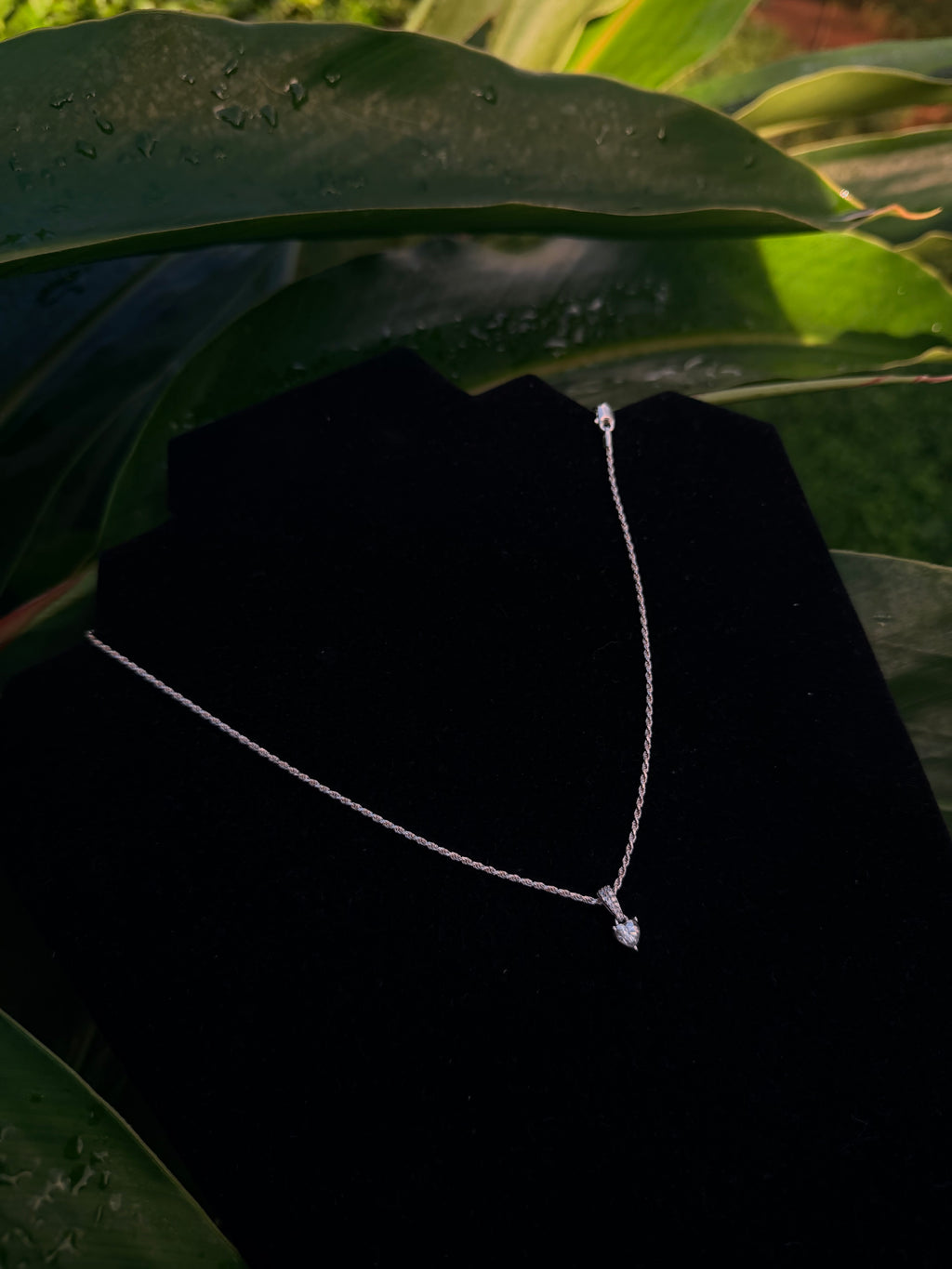 925 Sterling Silver Heart Moissanite Necklace with 0.5 Carat Genuine Stone and 20-Inch Rope Chain