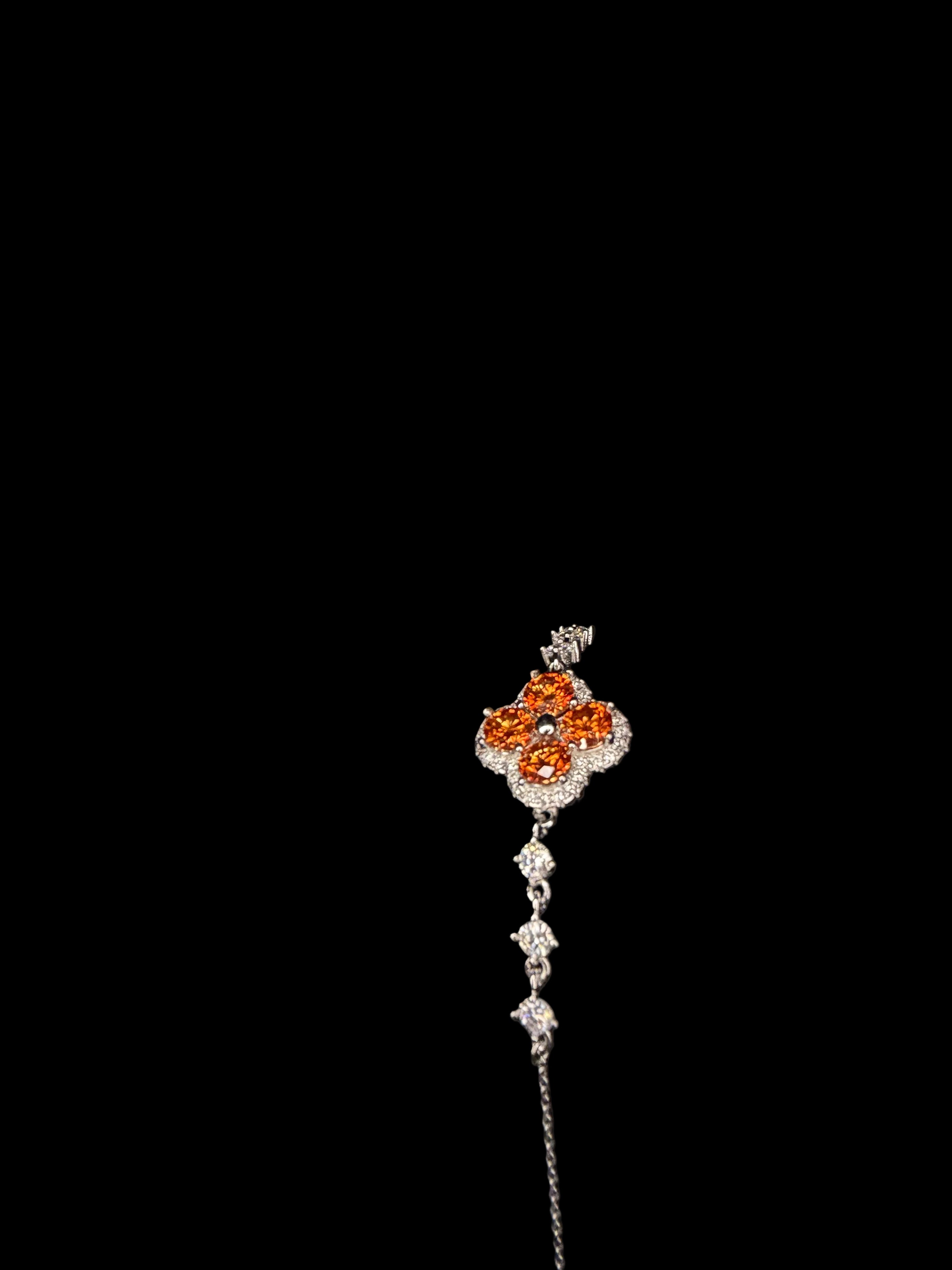 Genuine orange 4 leaf clover Moissanite Bracelet