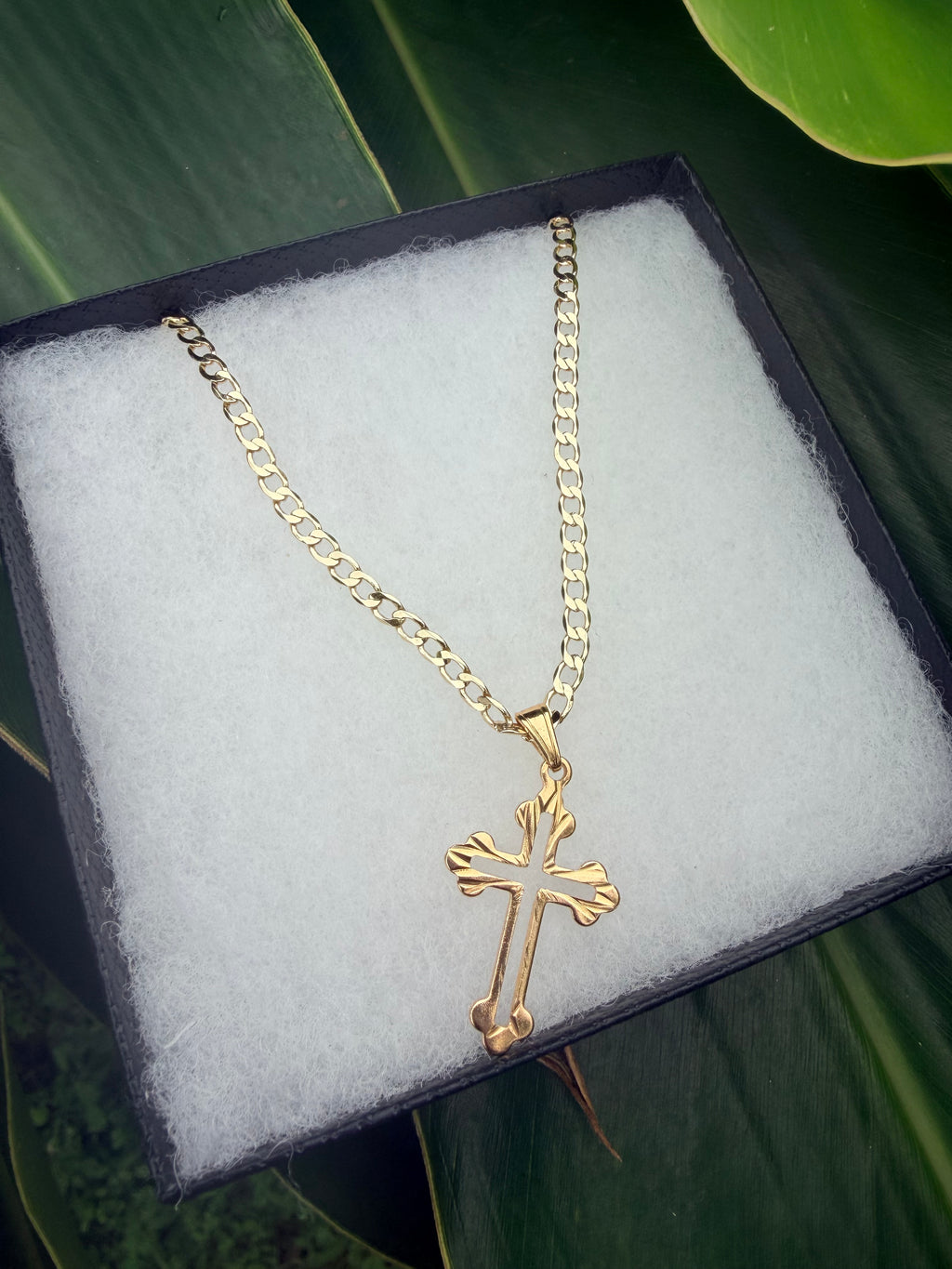 Simple Diamond cut cross set- 14k Gold filled