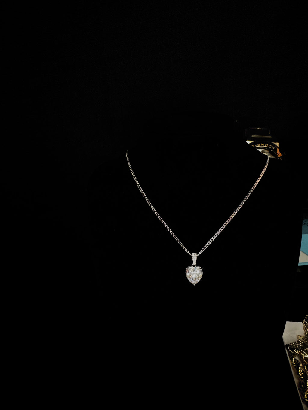 Luxe Classic Heart Moissanite Pendant Necklace in 925 Sterling Silver with 4-Carat 10mm Moissanite Stone on 20-Inch Cuban Link Chain