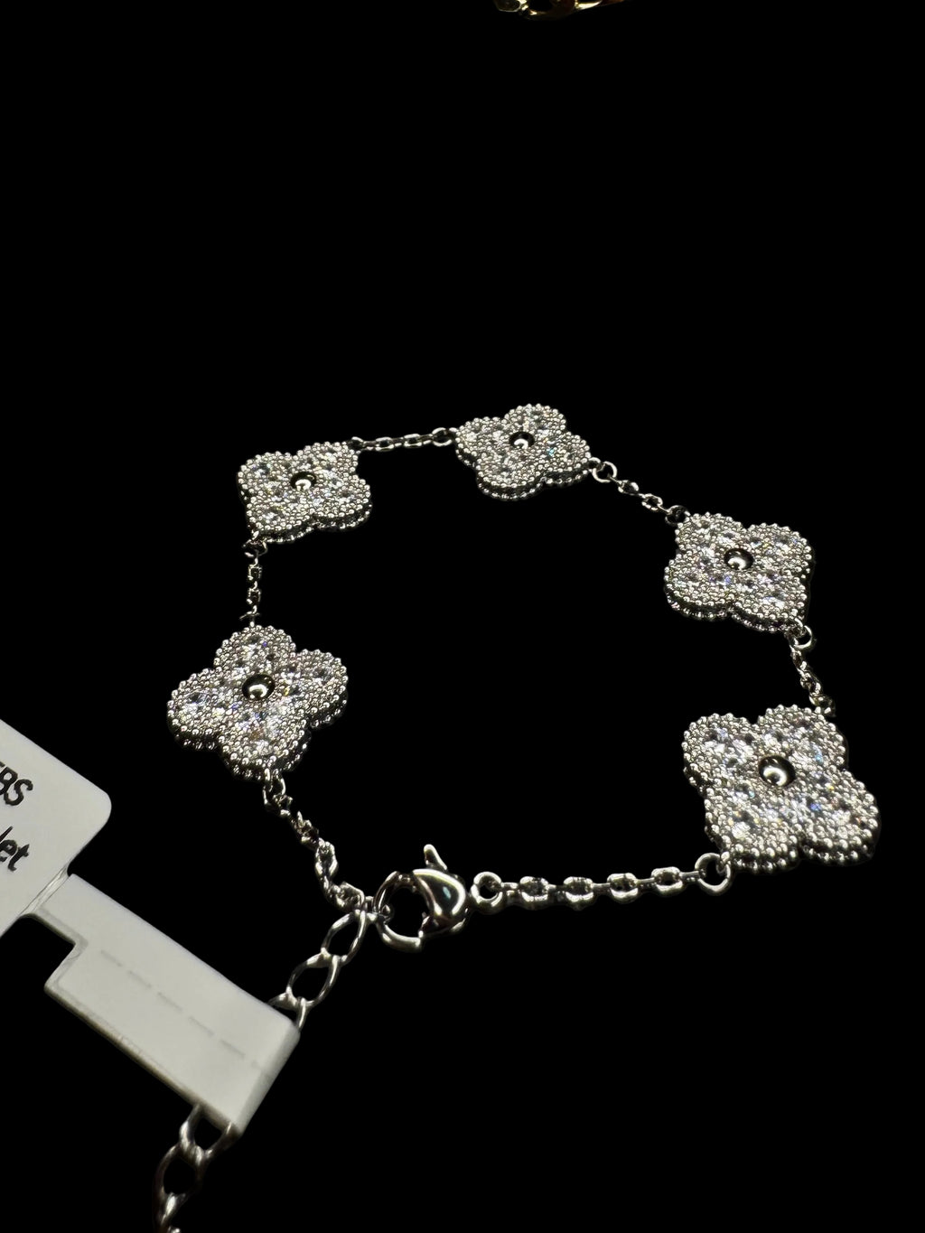 Moissanite Sterling Silver 4 Leaf Clover Bracelet