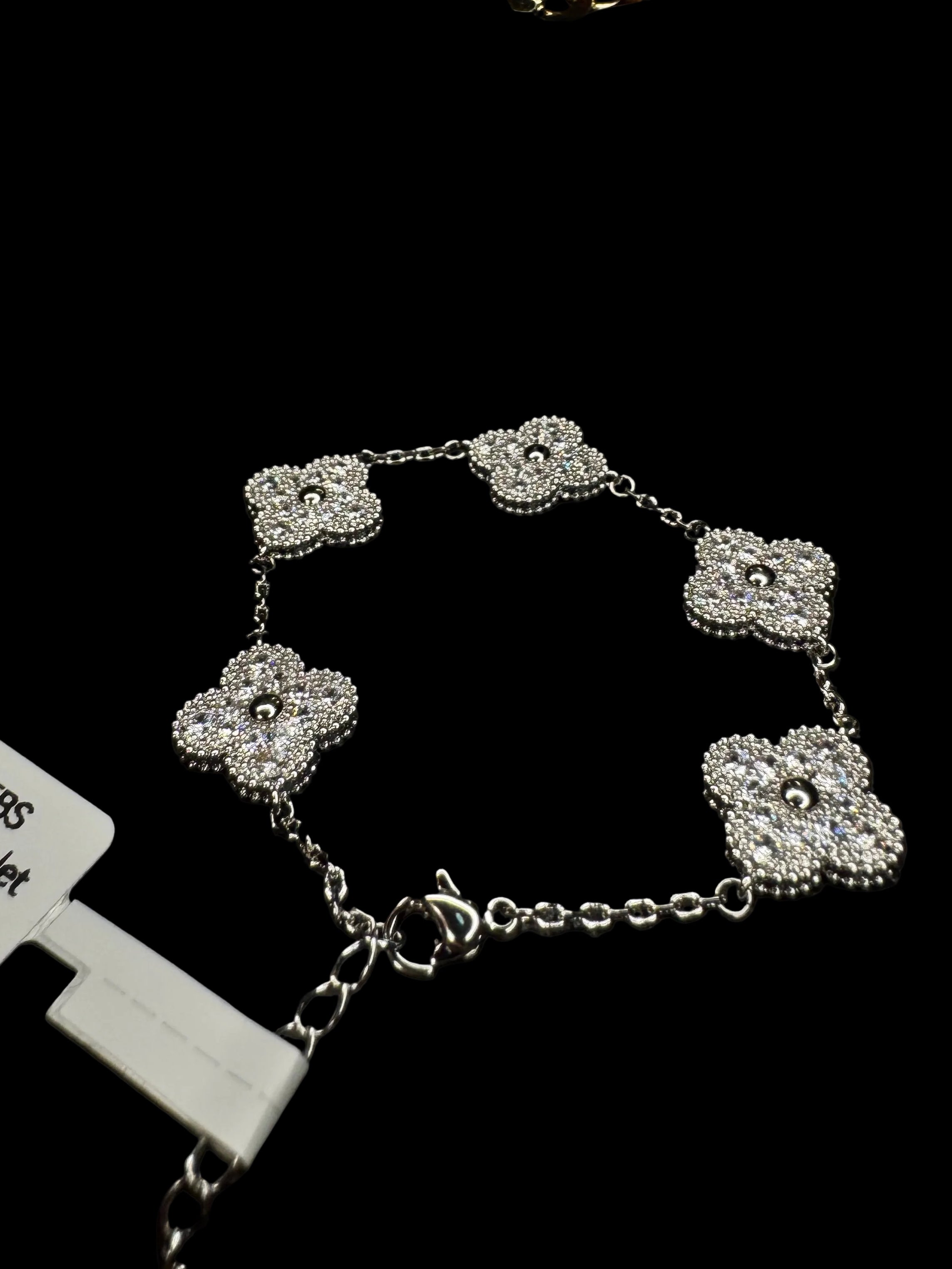 Moissanite Sterling Silver 4 Leaf Clover Bracelet