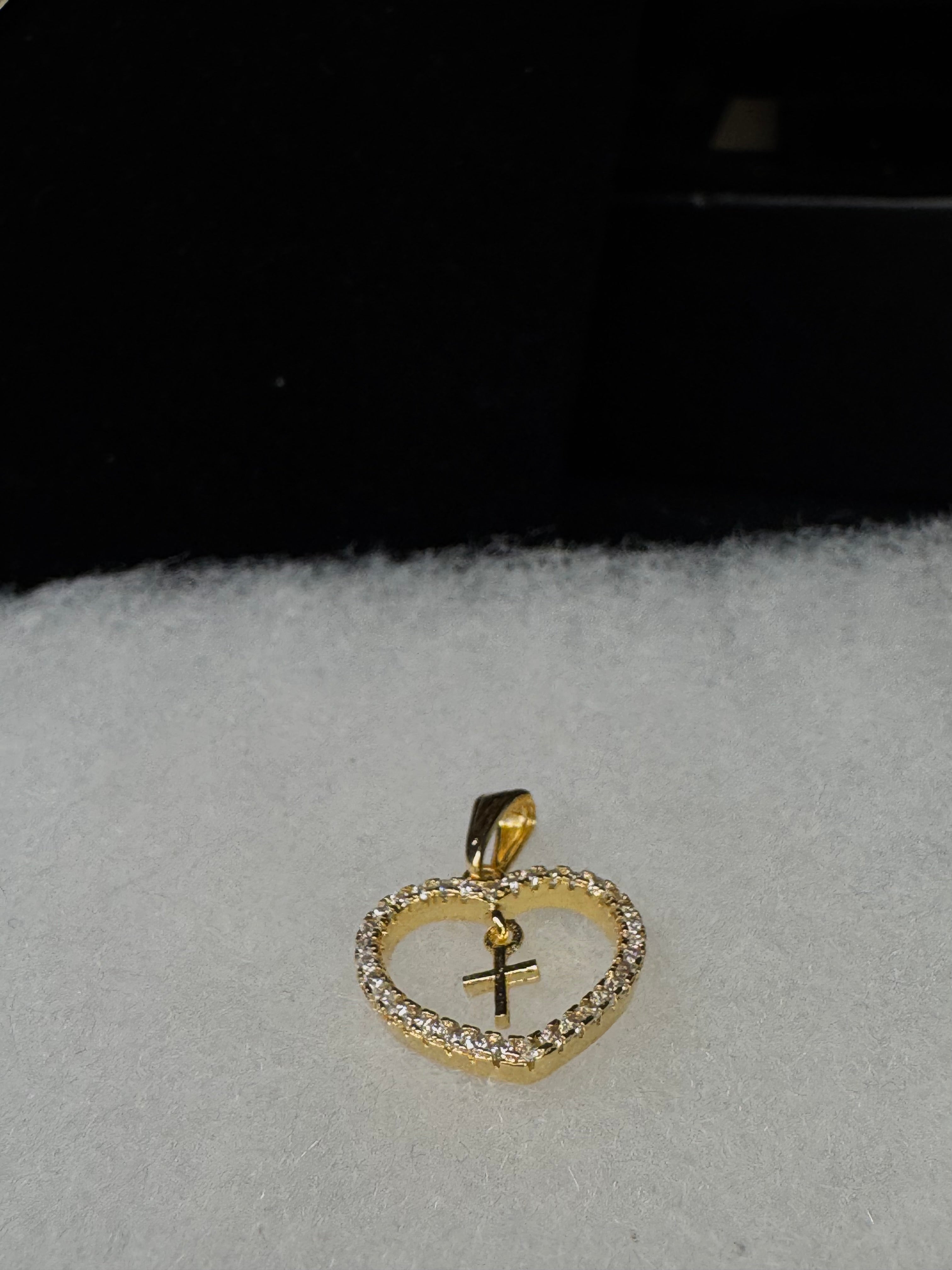 14k gold filled Heart + Cross Pendant