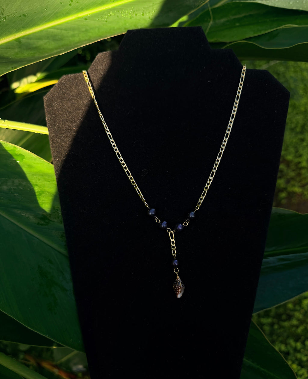 14k Gold Filled Figaro With Pearl Shell Pendant