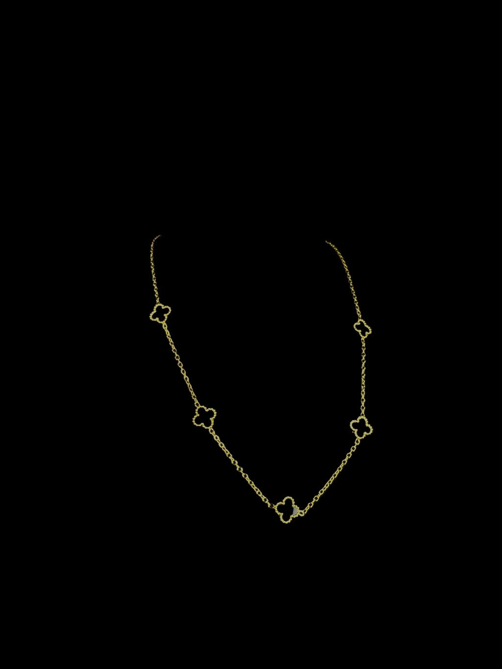 Black Clover Link Necklace with 14k Gold-Filled Cable Chain and Black Four-Leaf Clover Pendant