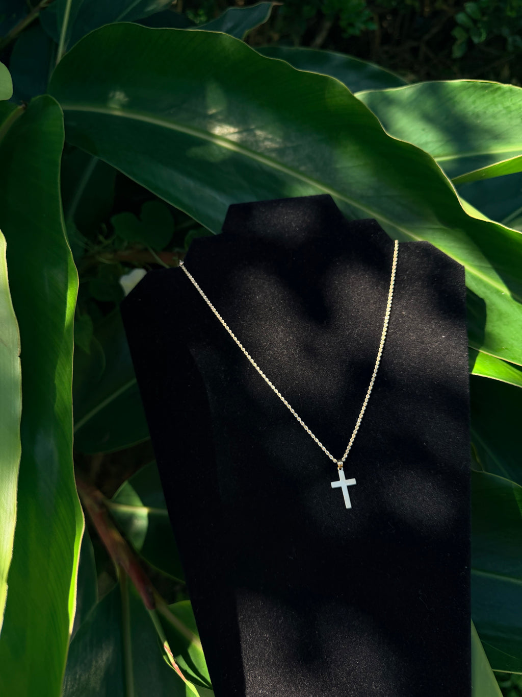 10k Solid Gold Diamond-Cut Rope Chain Necklace with Solid 10k Gold Cross Pendant